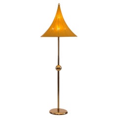 Stehlampe/Stehlampe aus Messing und Seide aus der Wiener Werkstaette von Josef Hoffmann, Jugendstil