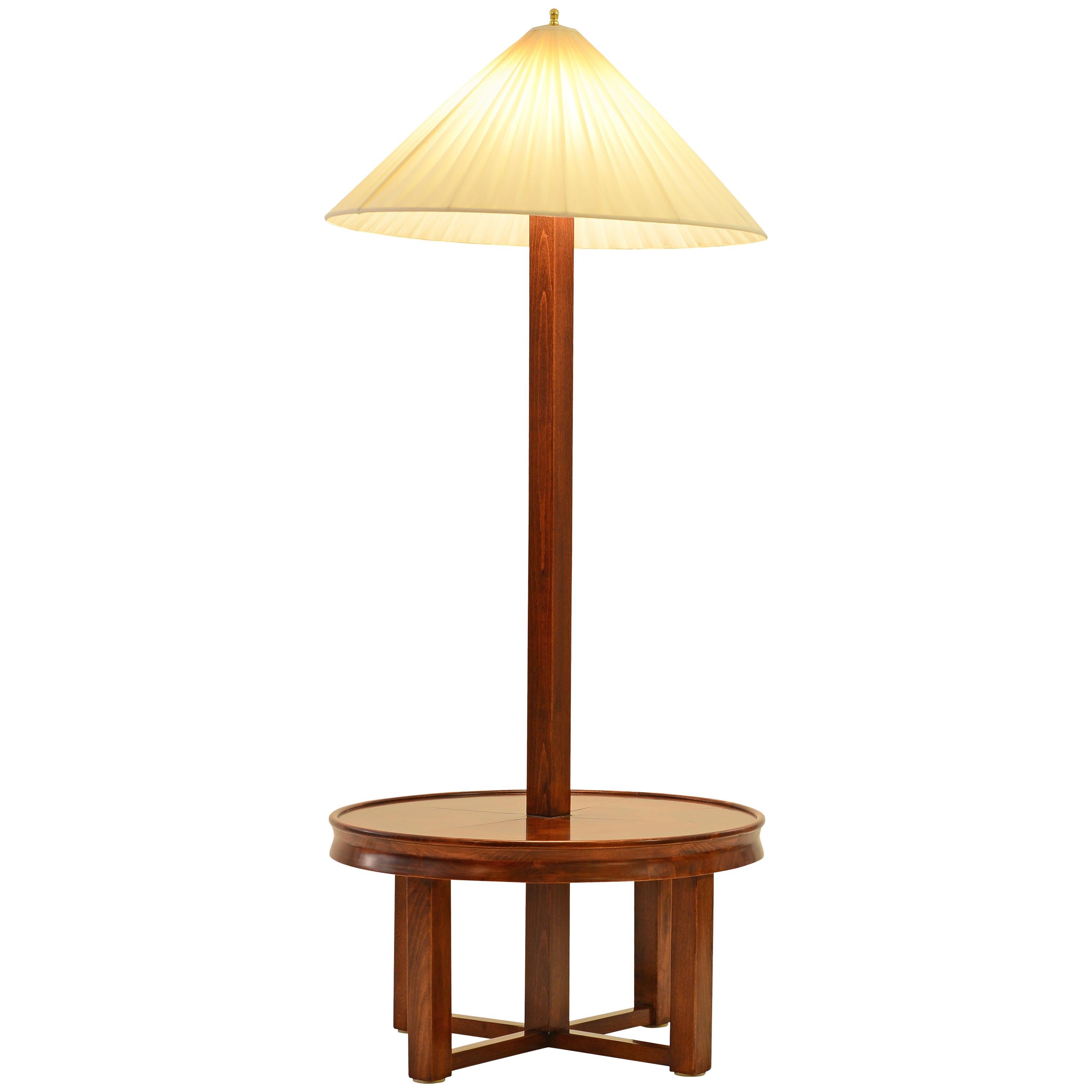 Jugendstil Josef Hoffmann Wiener Werkstaette Floor-Table-Lamp Re-Edition, Beechwood For Sale