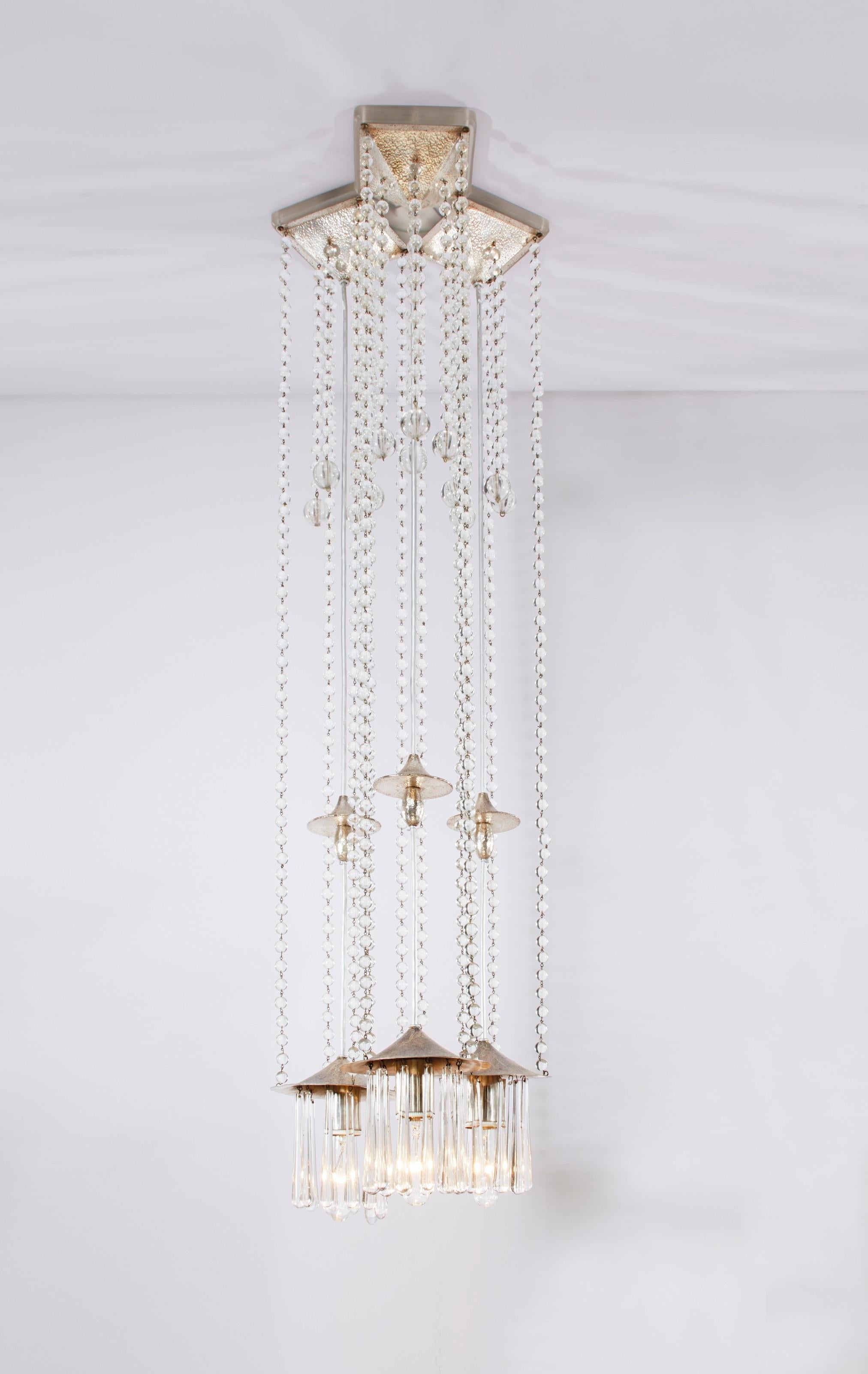 Austrian Josef Hoffmann & Wiener Werkstaette Hanging Lamp Chandelier, Pendant, Re-Edition For Sale