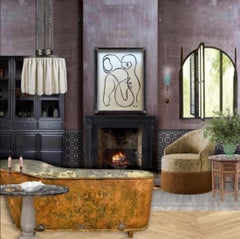 Josef Hoffmann/Wiener Werkstaette Moldauer Brass and Silk Chandelier, Re-Edition