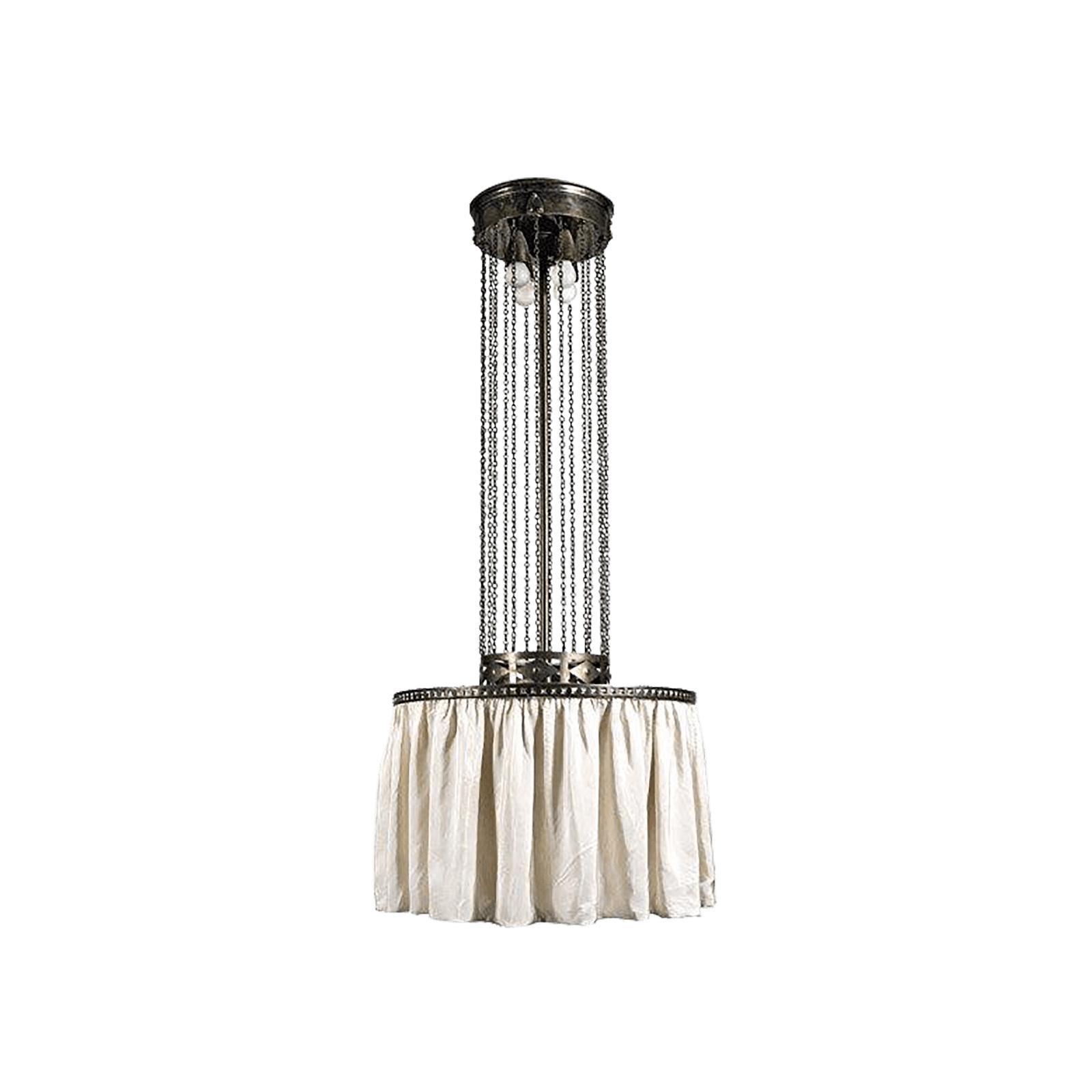 Josef Hoffmann/Wiener Werkstaette Moldauer Brass and Silk Chandelier, Re-Edition (Handgefertigt) im Angebot