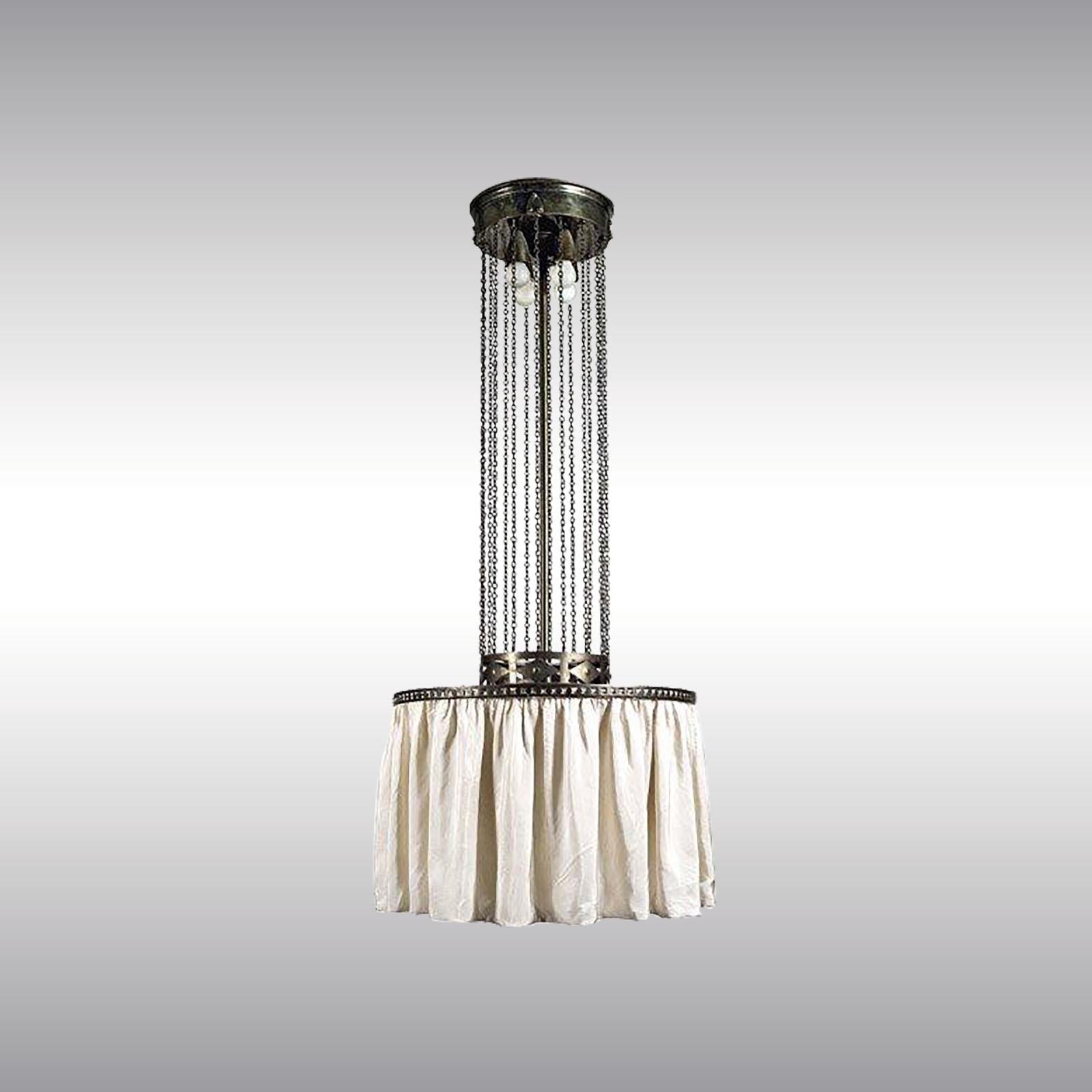 Josef Hoffmann/Wiener Werkstaette Moldauer Brass and Silk Chandelier, Re-Edition im Zustand „Neu“ im Angebot in Vienna, AT