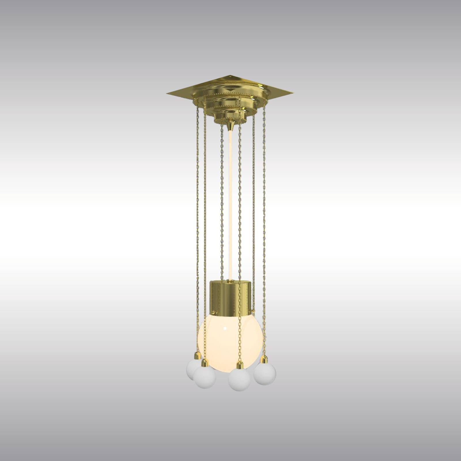 An elegant and delicate pendant designed by Josef Hoffmann
Most components according to the UL regulations, with an additional charge we will UL-list and label our fixtures.