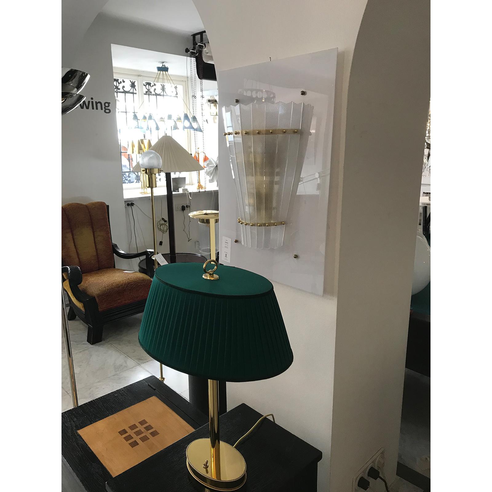 Austrian Josef Hoffmann & Wiener Werkstätte Brass & Silk Desk Lamp, Re-Edition For Sale