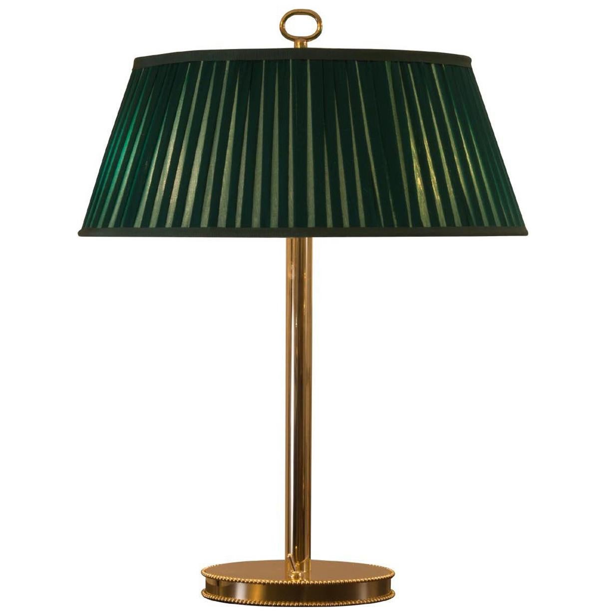 Josef Hoffmann & Wiener Werkstätte Brass & Silk Desk Lamp, Re-Edition For Sale