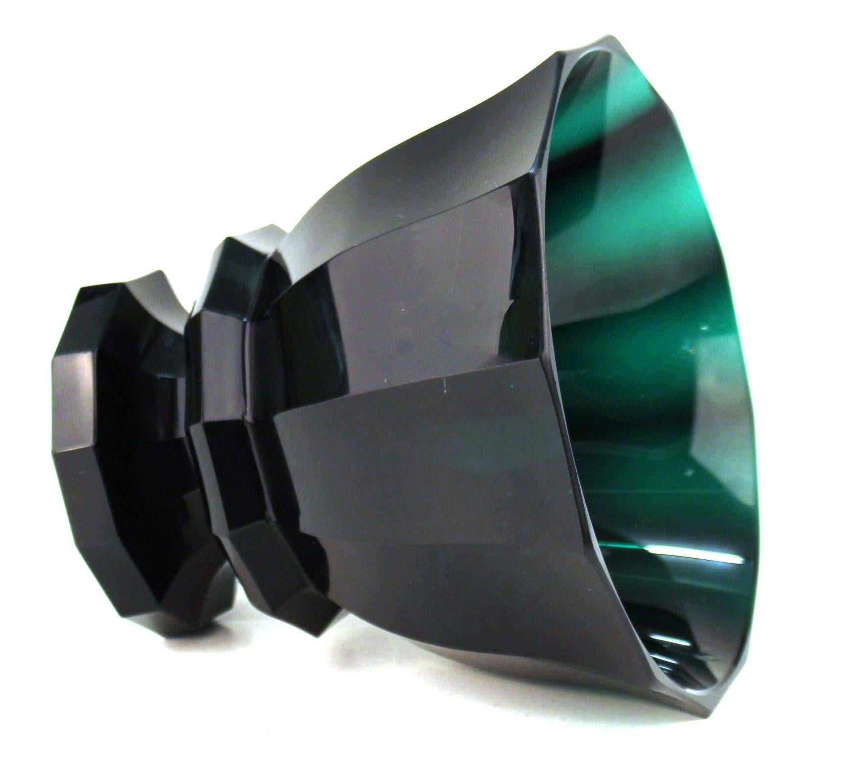 Vienna Secession Josef Hoffmann Wiener Werkstatte Glass Vase in Dark Green
