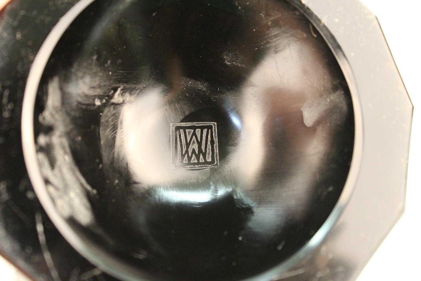 Early 20th Century Josef Hoffmann Wiener Werkstatte Glass Vase in Dark Green