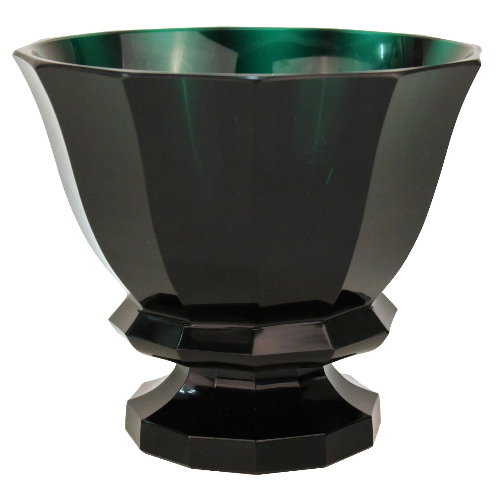 Josef Hoffmann Wiener Werkstatte Glass Vase in Dark Green