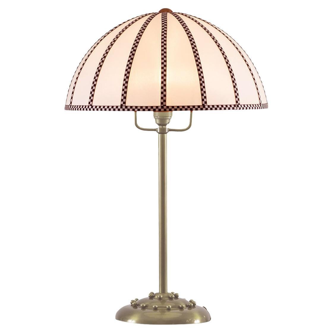 Josef Hoffmann Wiener Werkstätte Jugendstil Silk & Brass Table Lamp, Re-Edition For Sale