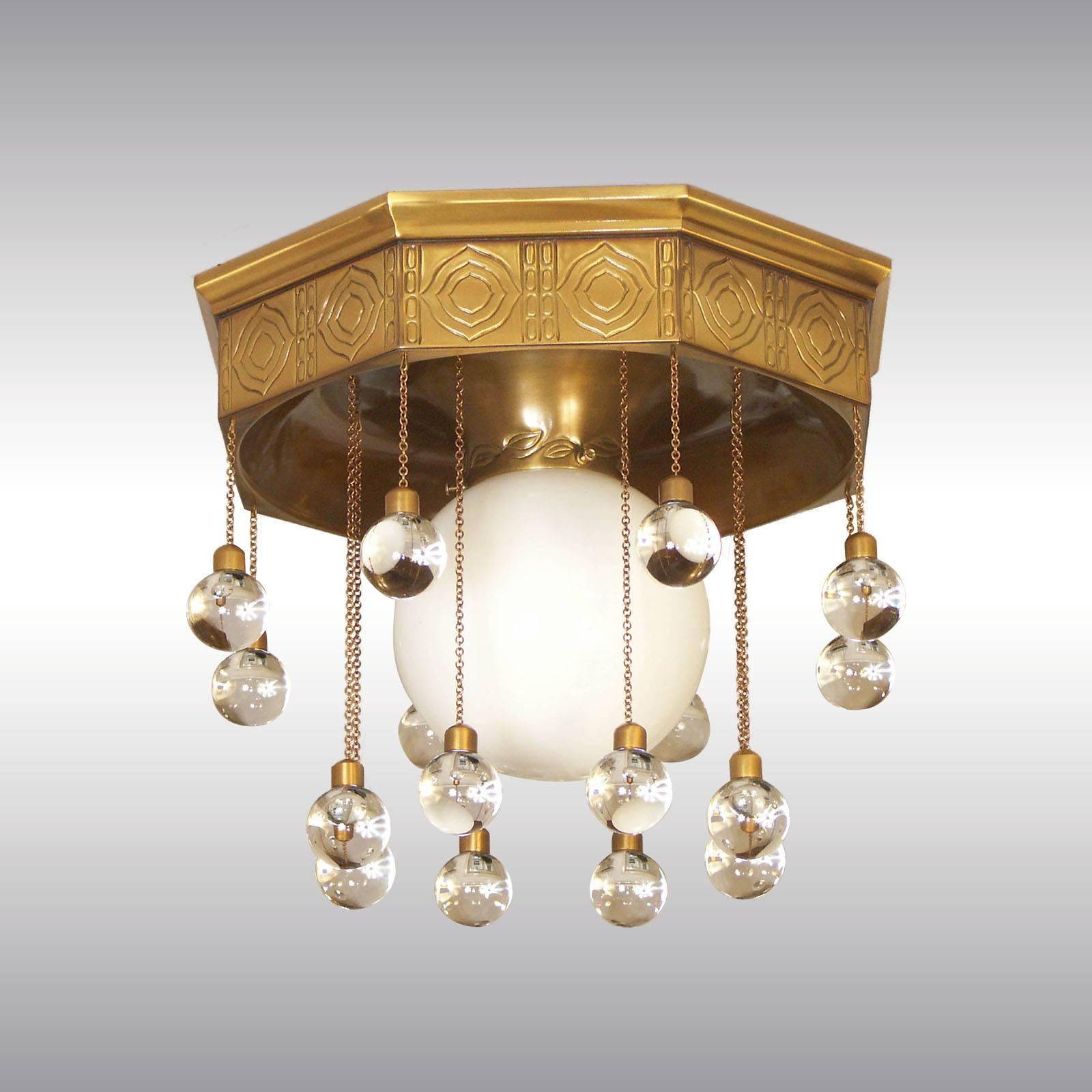 Jugendstil Josef Hoffmann & Wiener Werkstätte Stoclet Palais, Ceiling Lamp Brass Re-Edition For Sale