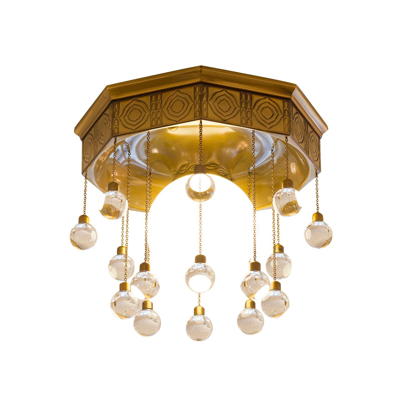 Austrian Josef Hoffmann & Wiener Werkstätte Stoclet Palais, Ceiling Lamp Brass Re-Edition For Sale