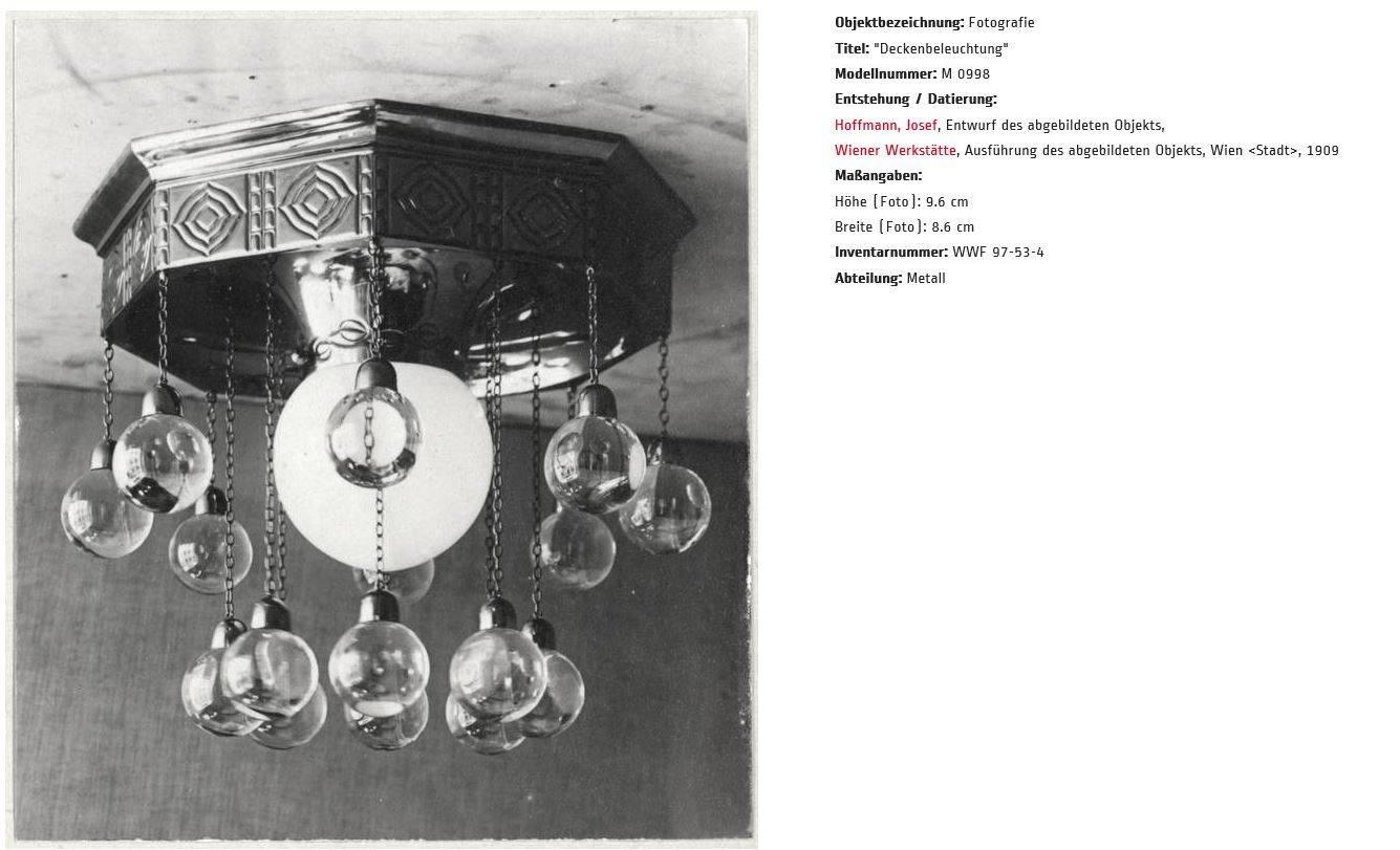 Hand-Crafted Josef Hoffmann & Wiener Werkstätte Stoclet Palais, Ceiling Lamp Brass Re-Edition For Sale