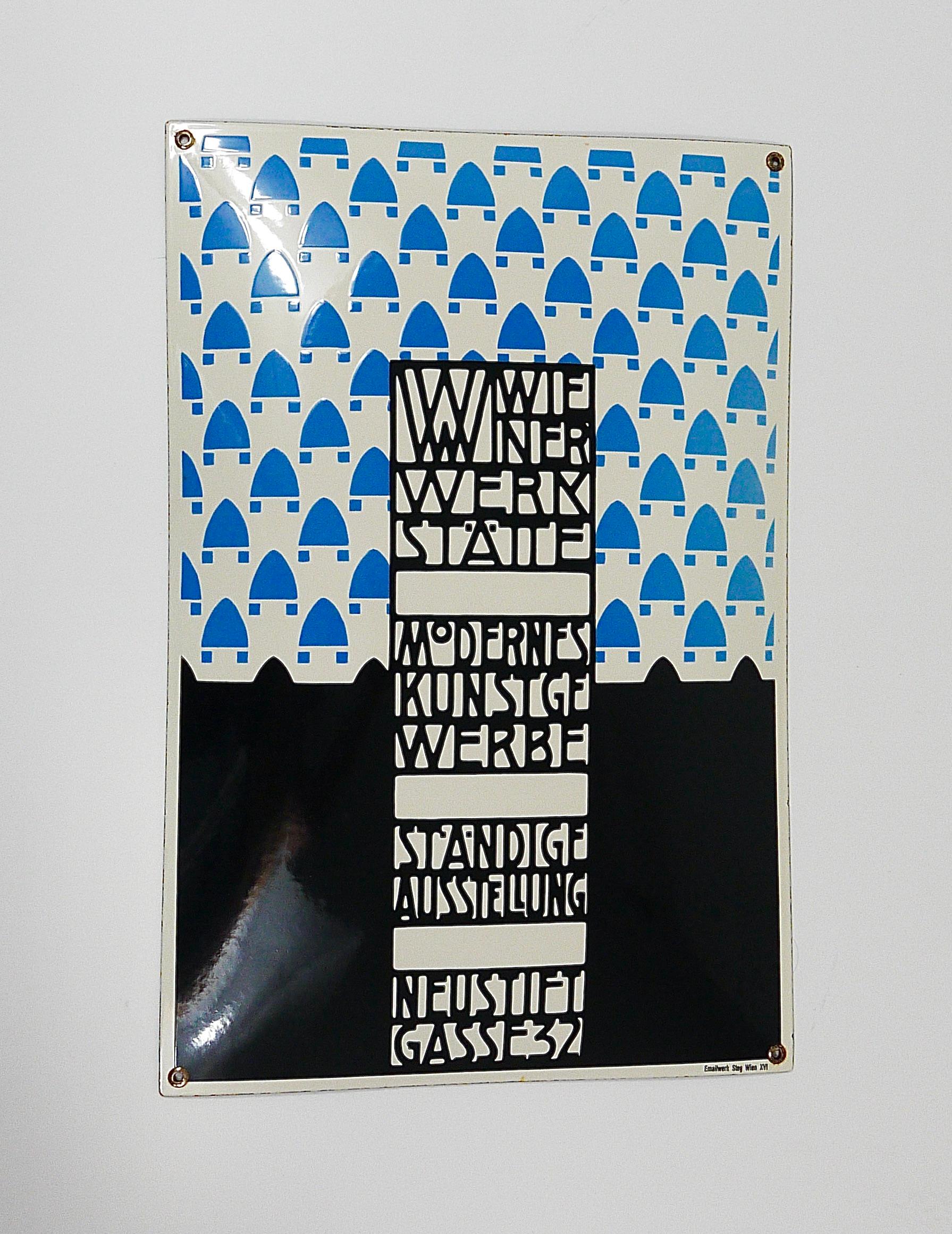Josef Hoffmann Wiener Werkstätte Viena Art Nouveau Cartel publicitario esmaltado en venta 1