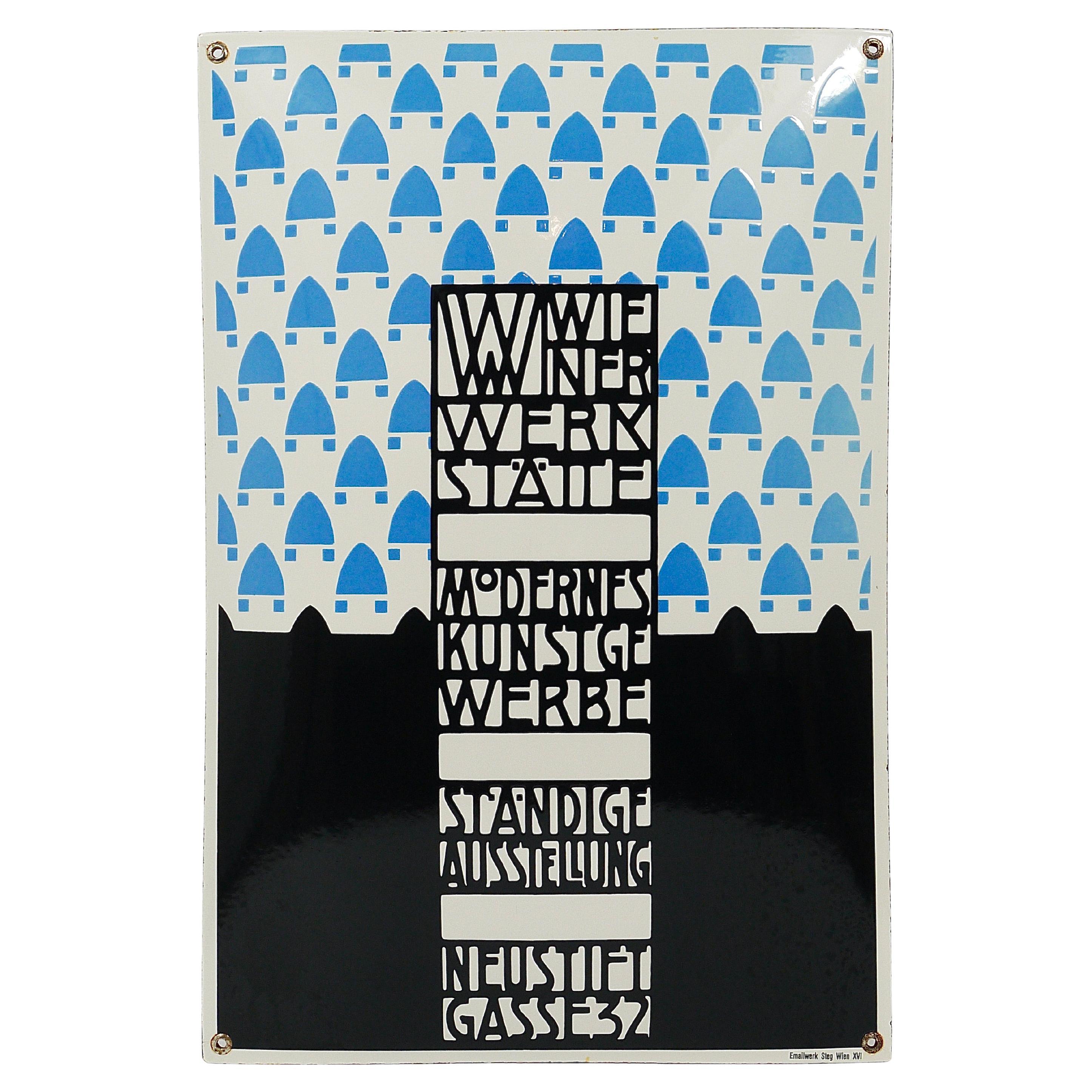 Josef Hoffmann Wiener Werkstätte Vienna Art Nouveau Cartello pubblicitario smaltato