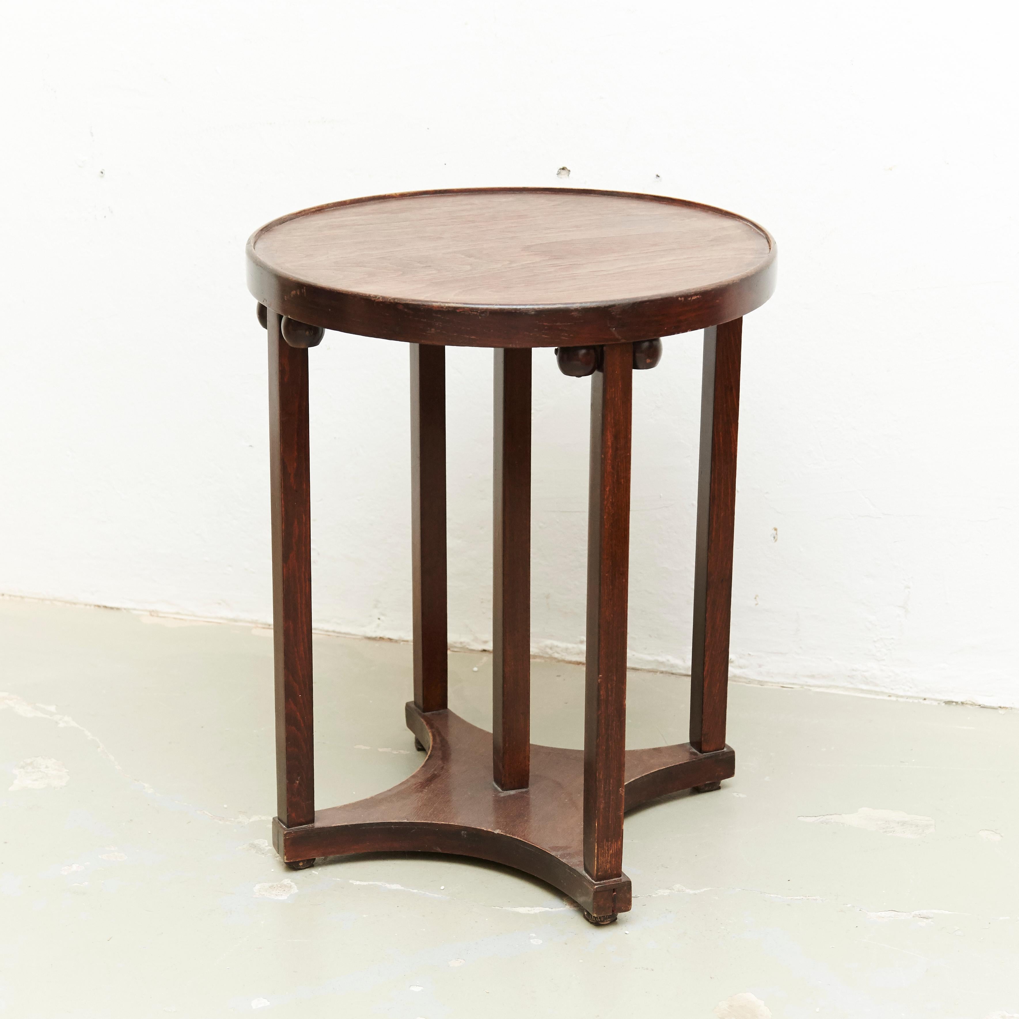 Table designed by Josef Hoffmann.
Model 915/1p Art Nouveau table from Jacob & Josef Kohn manufactured, circa 1920.

Measures: Diameter 60, height 72 cm.

In original condition, with minor wear consistent with age and use, preserving a beautiful