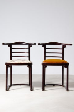 Josef Hoffmann's rare set of four chairs in curved wood