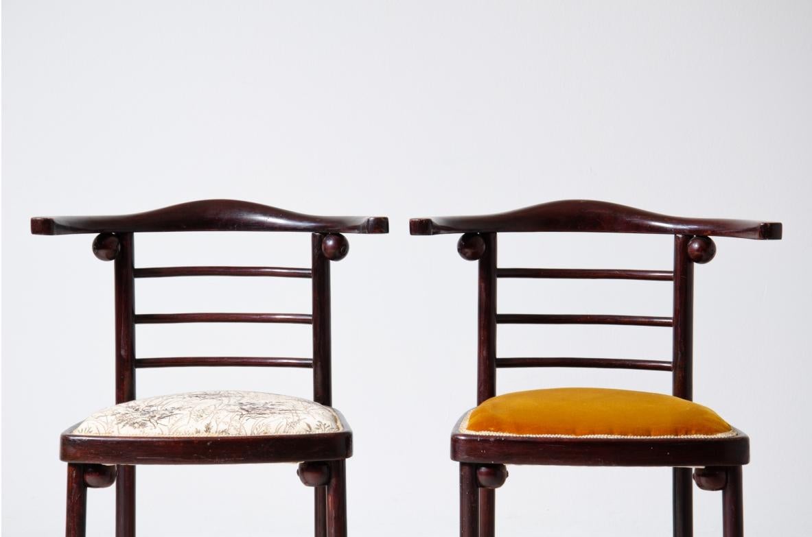 De Stijl Josef Hoffmann's rare set of four chairs in curved wood  For Sale