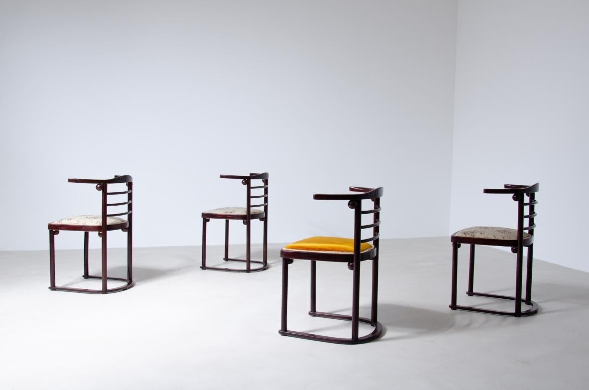 Austrian Josef Hoffmann's rare set of four chairs in curved wood