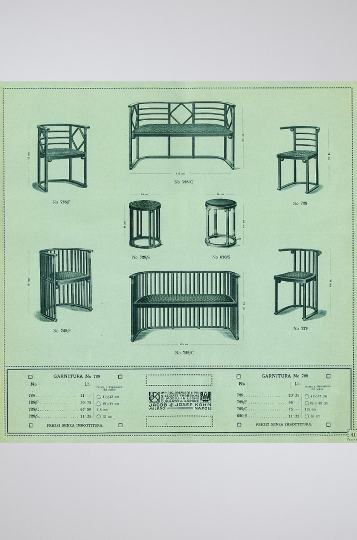 Bois Ensemble rare de quatre chaises en bois courbé de Josef Hoffmann  en vente