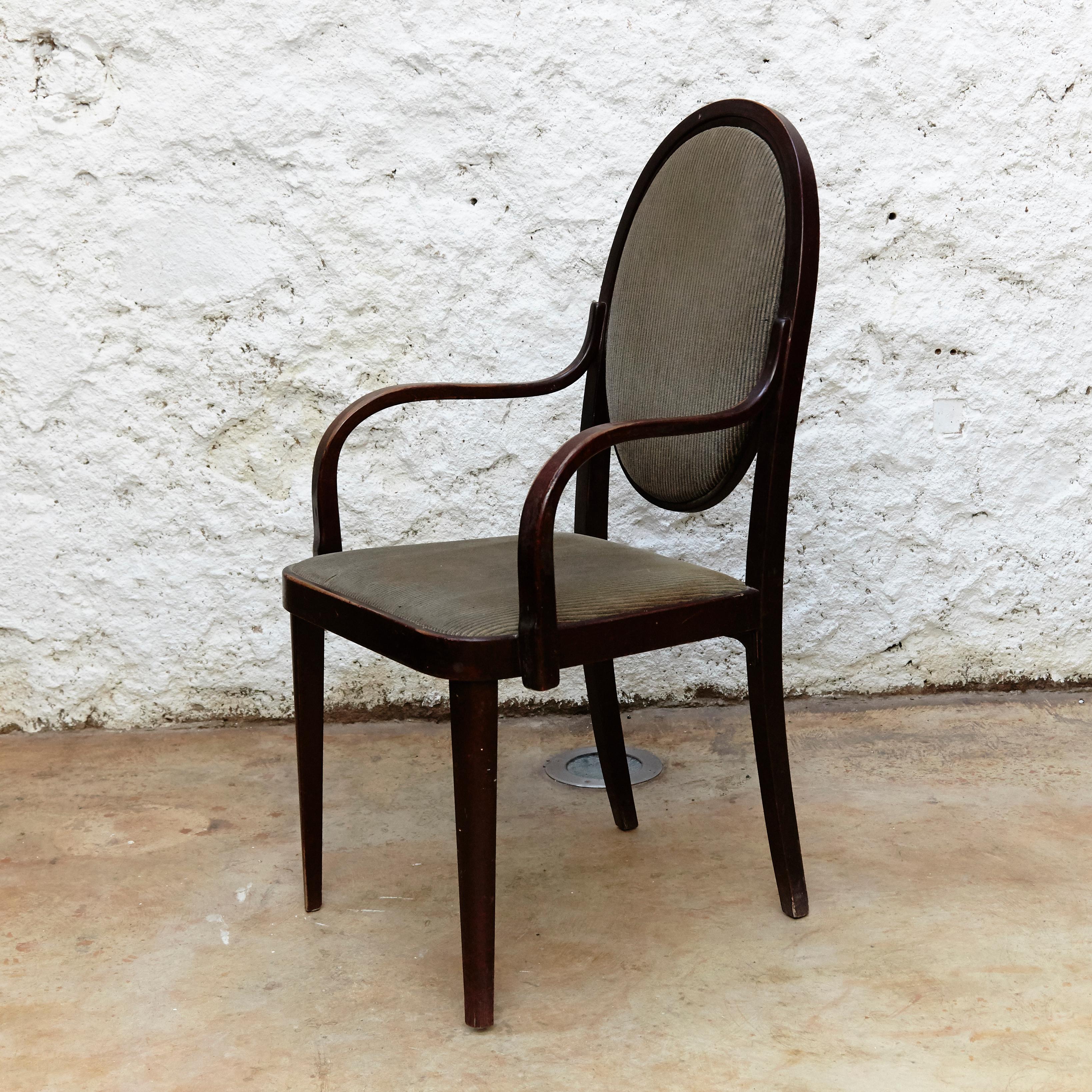 Chair designed by Josef Hoffmann.
Manufactured by Thonet, circa 1970.
Wood and upholstery.

In original condition with wear consistent of age and use, preserving a beautiful patina.

Josef Hoffmann (December 15, 1870-May 7, 1956) was an