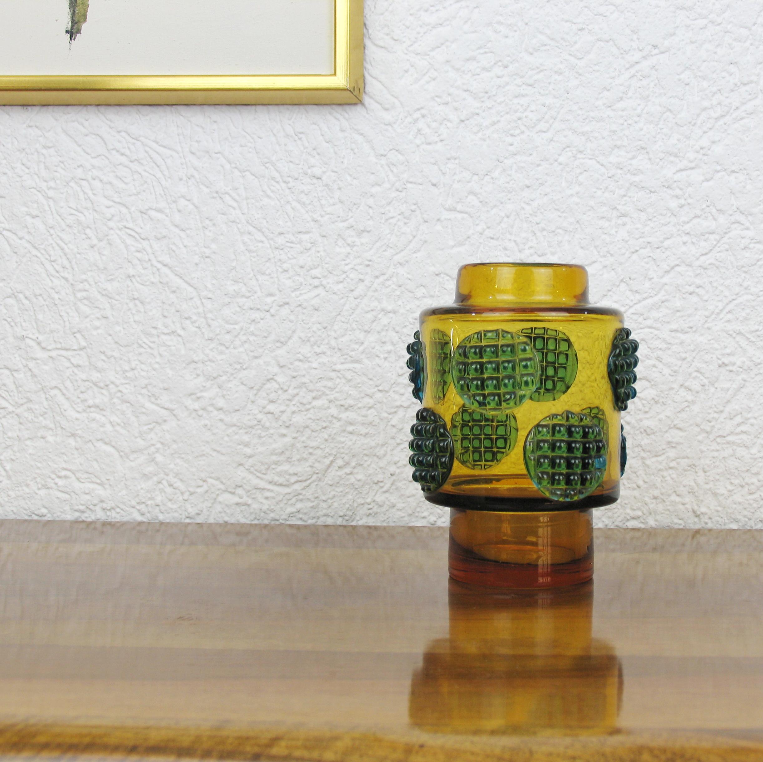 Josef Hospodka Art Glass Hand-made Vase, Prachen Glassworks, 1960s In Good Condition In Bochum, NRW