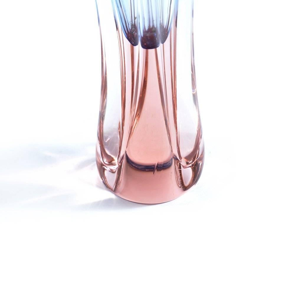 Big metallurgical glass vase designed by Josef Hospodka for glass factory Chribská. A pure product of Bohemian glass making tradition. Excellent original condition without any wear. Beautiful colors and style.