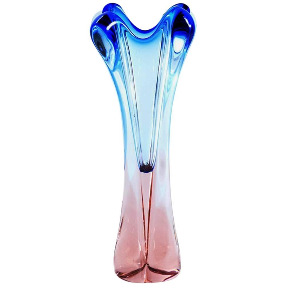 Josef Hospodka Art Glass Vase, Glass Union Chribska, 1960s For Sale