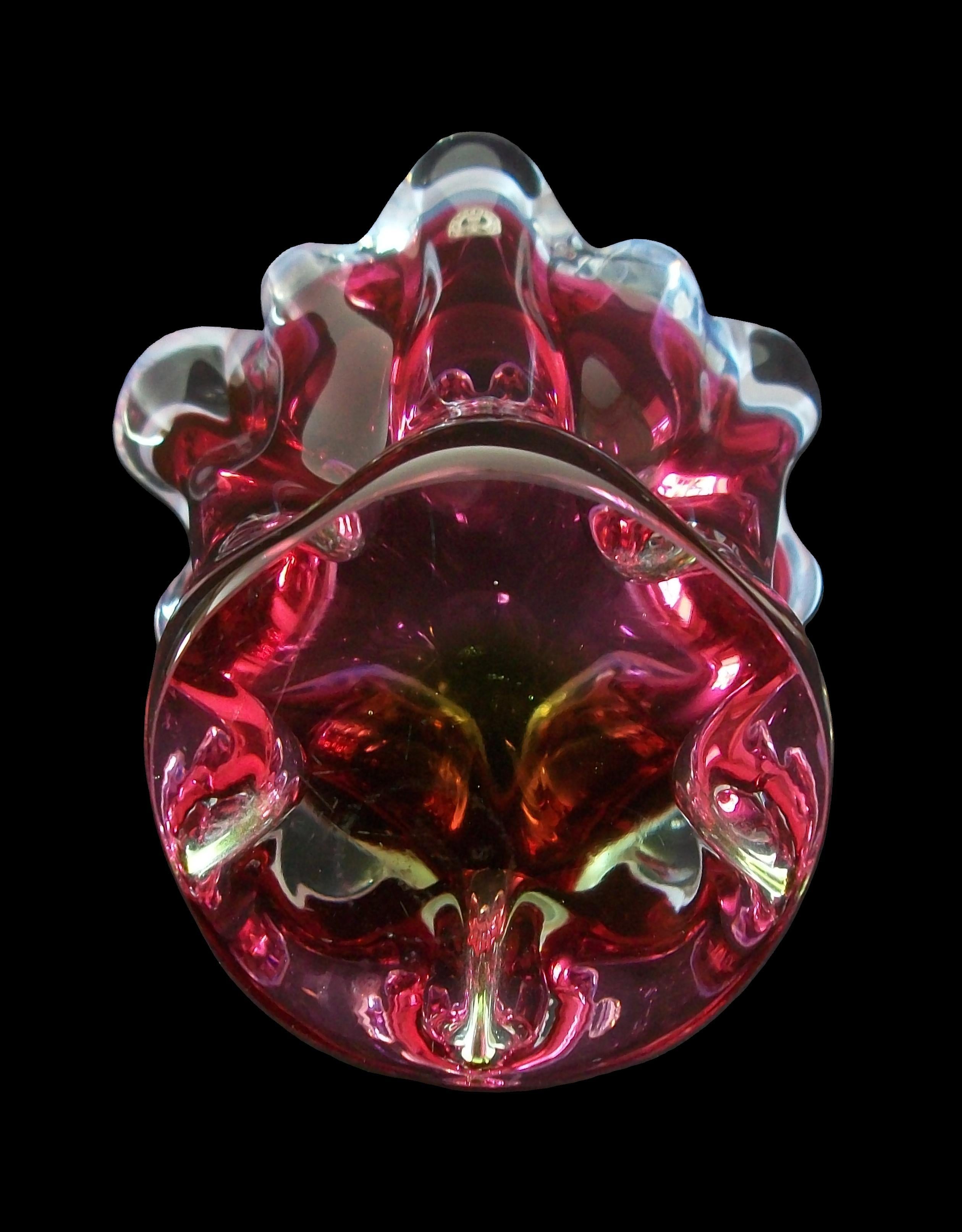 JOSEF HOSPODKA - BOROCRYSTAL - Mid Century Glass Vase - Czechia - Circa 1950 en venta 2