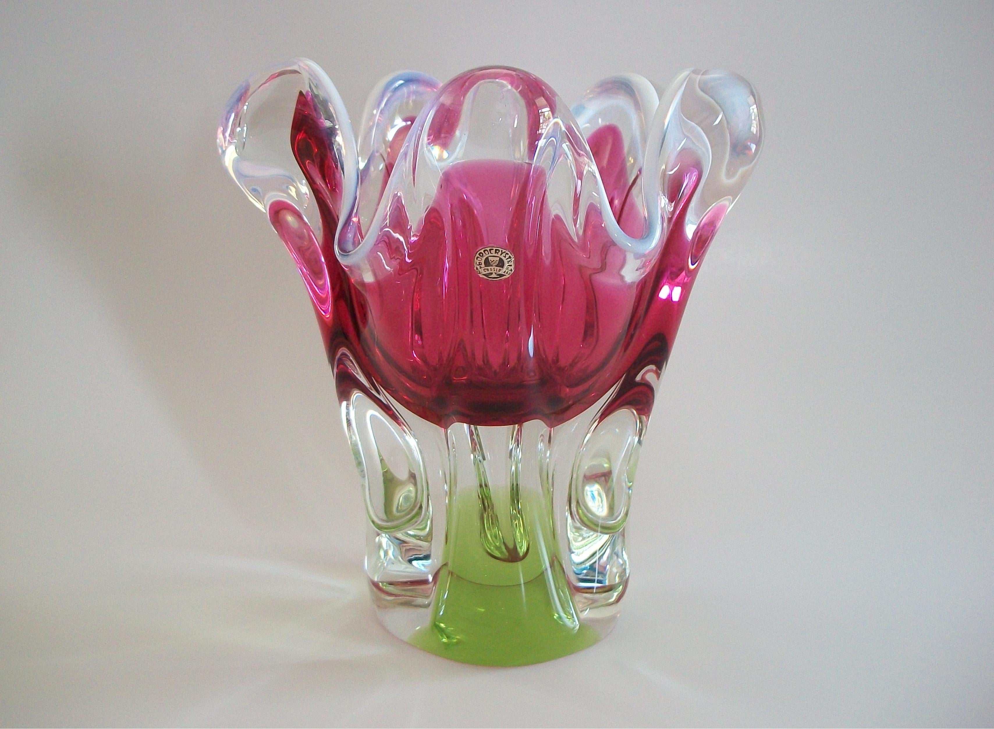 JOSEF HOSPODKA - BOROCRYSTAL - Mid Century Glass Vase - Czechia - Circa 1950 en venta 5