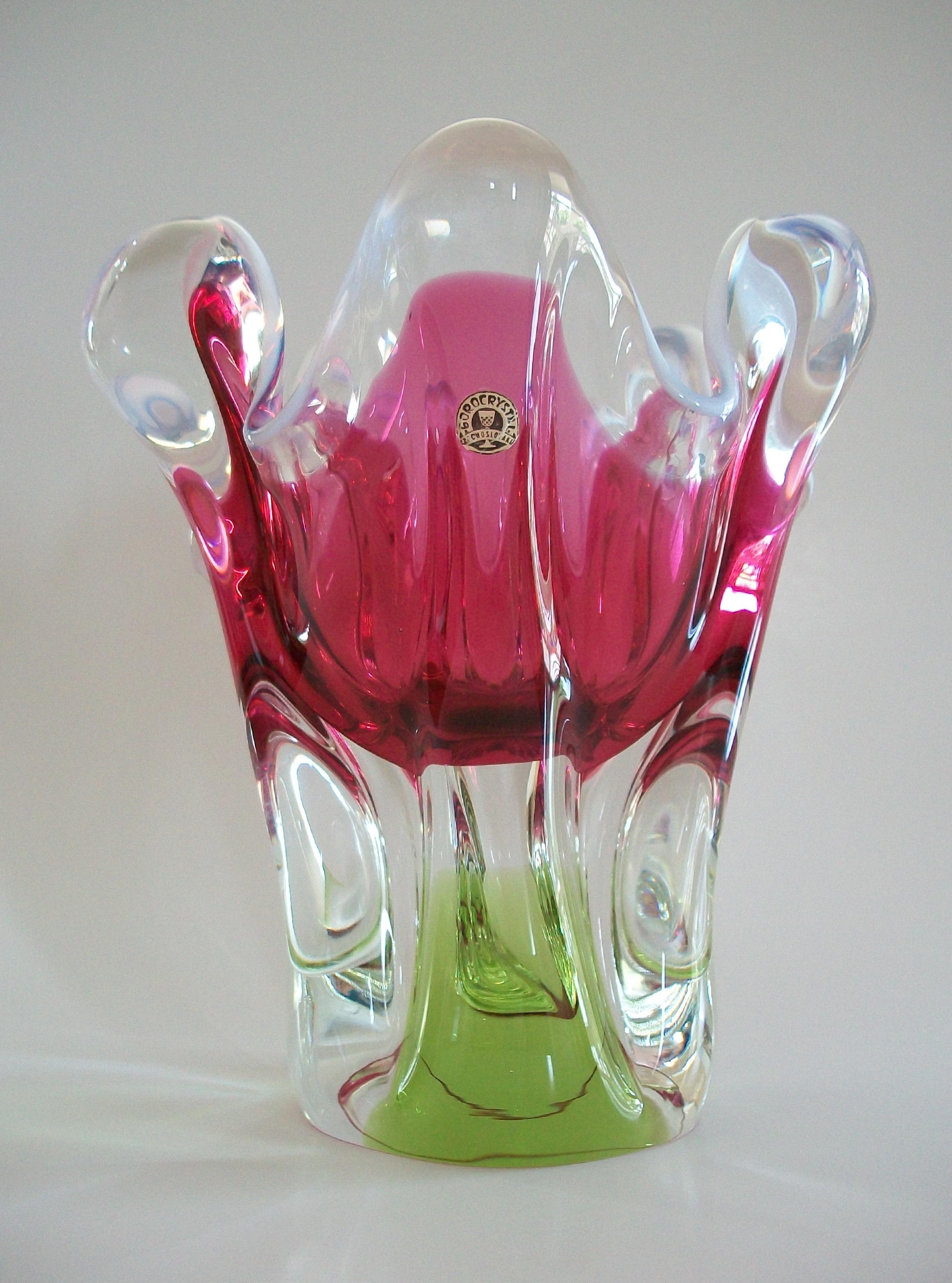 JOSEF HOSPODKA - BOROCRYSTAL - Mid Century Glass Vase - Czechia - Circa 1950 en venta 6