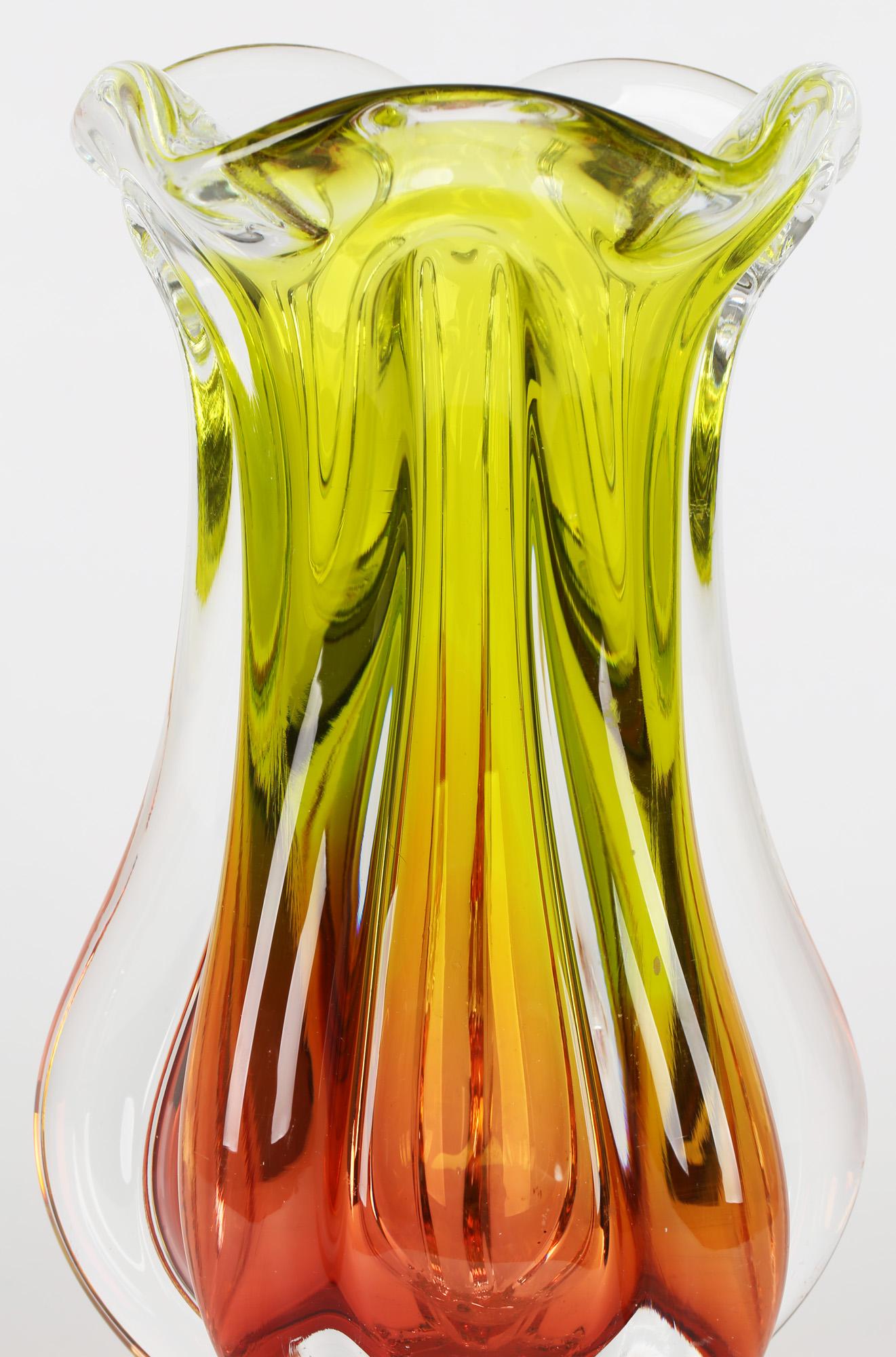 Josef Hospodka Czech Hand Crafted Art Glass Chribska Glass Vase 3