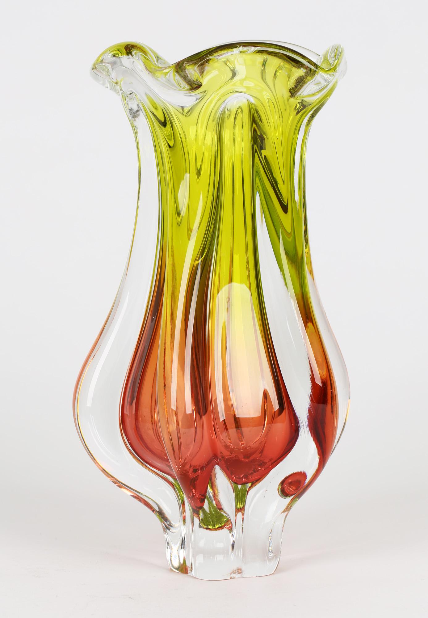 Josef Hospodka Czech Hand Crafted Art Glass Chribska Glass Vase 5