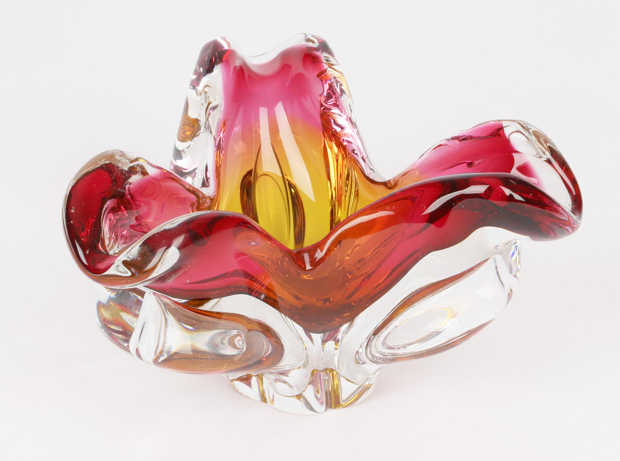 Josef Hospodka Czech Mid-Century Art Glass Chribska Glass Bowl For Sale 4