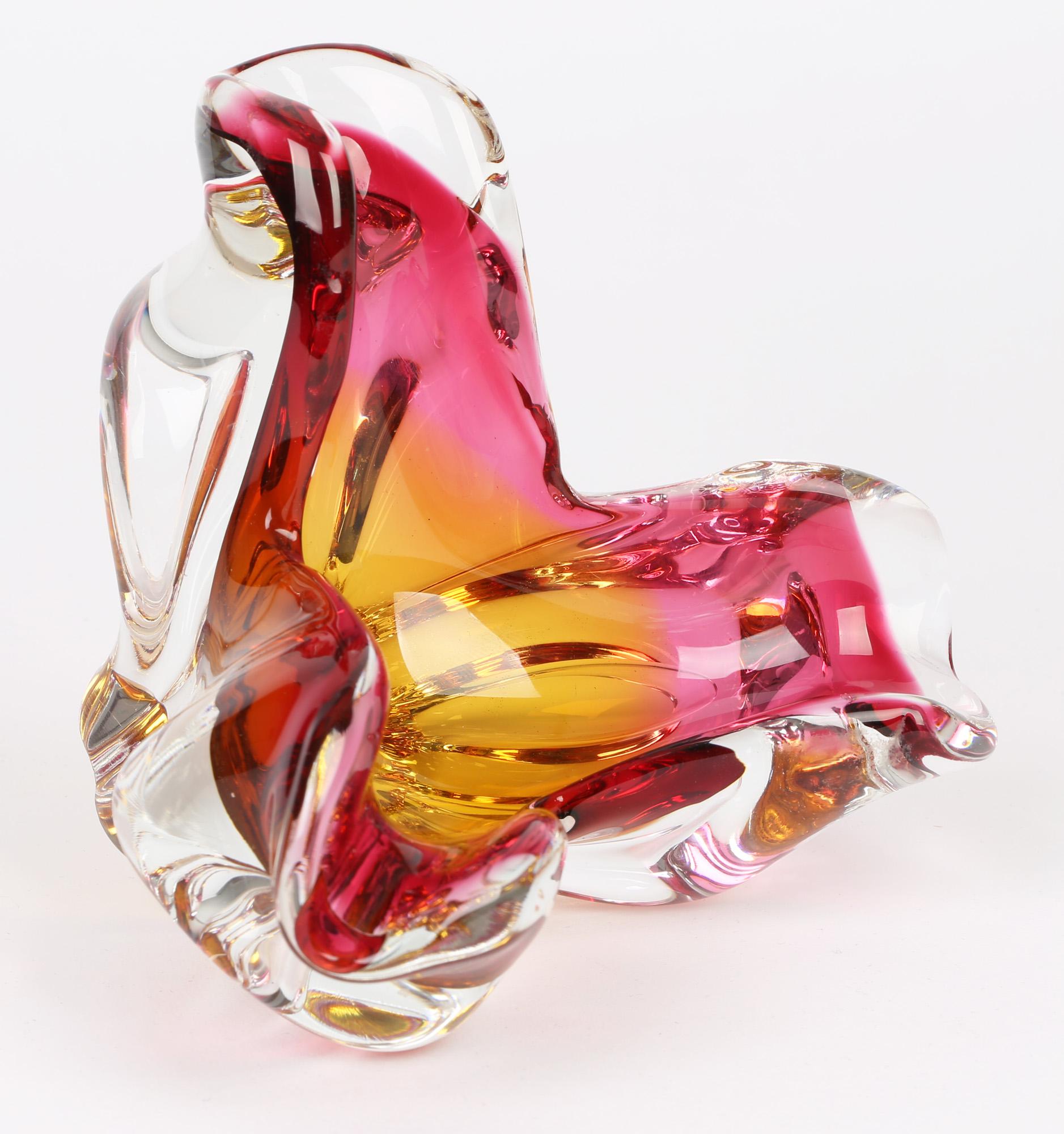 Josef Hospodka Czech Mid-Century Art Glass Chribska Glass Bowl For Sale 5