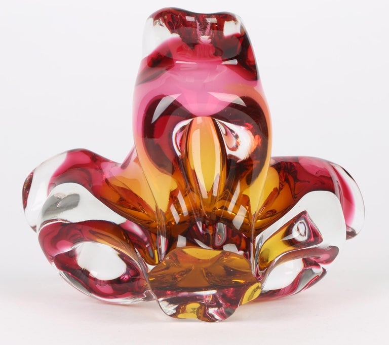 Blown Glass Josef Hospodka Czech Mid-Century Art Glass Chribska Glass Bowl For Sale