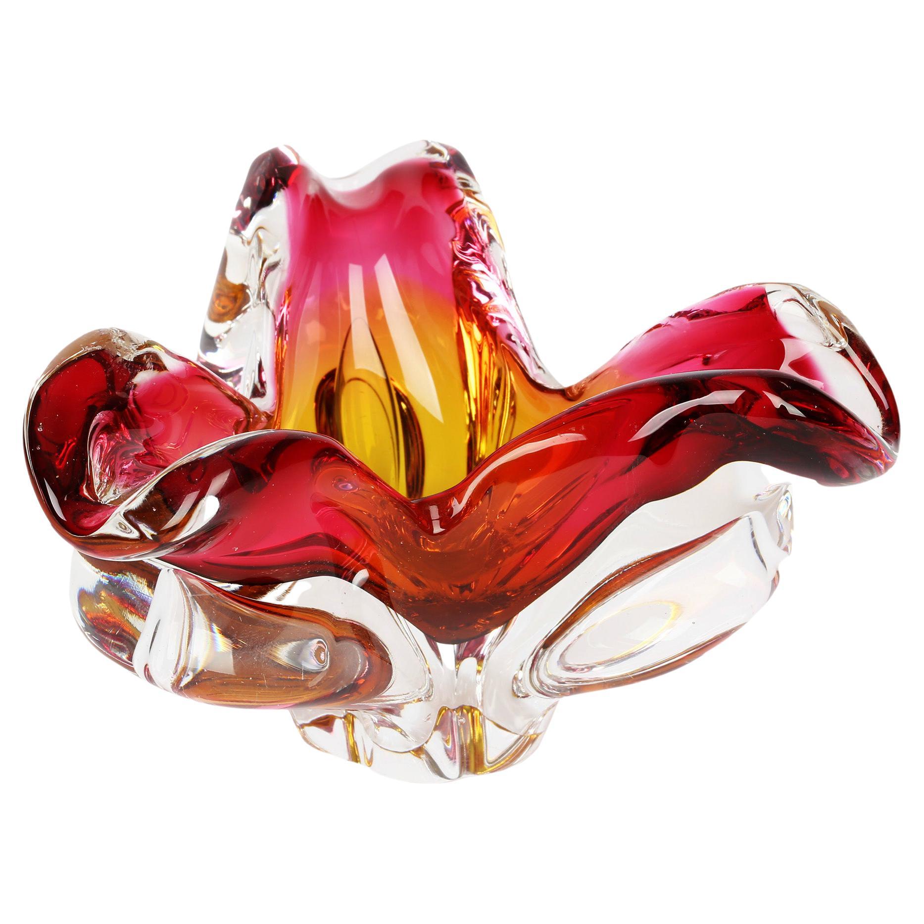 Josef Hospodka Czech Mid-Century Art Glass Chribska Glass Bowl
