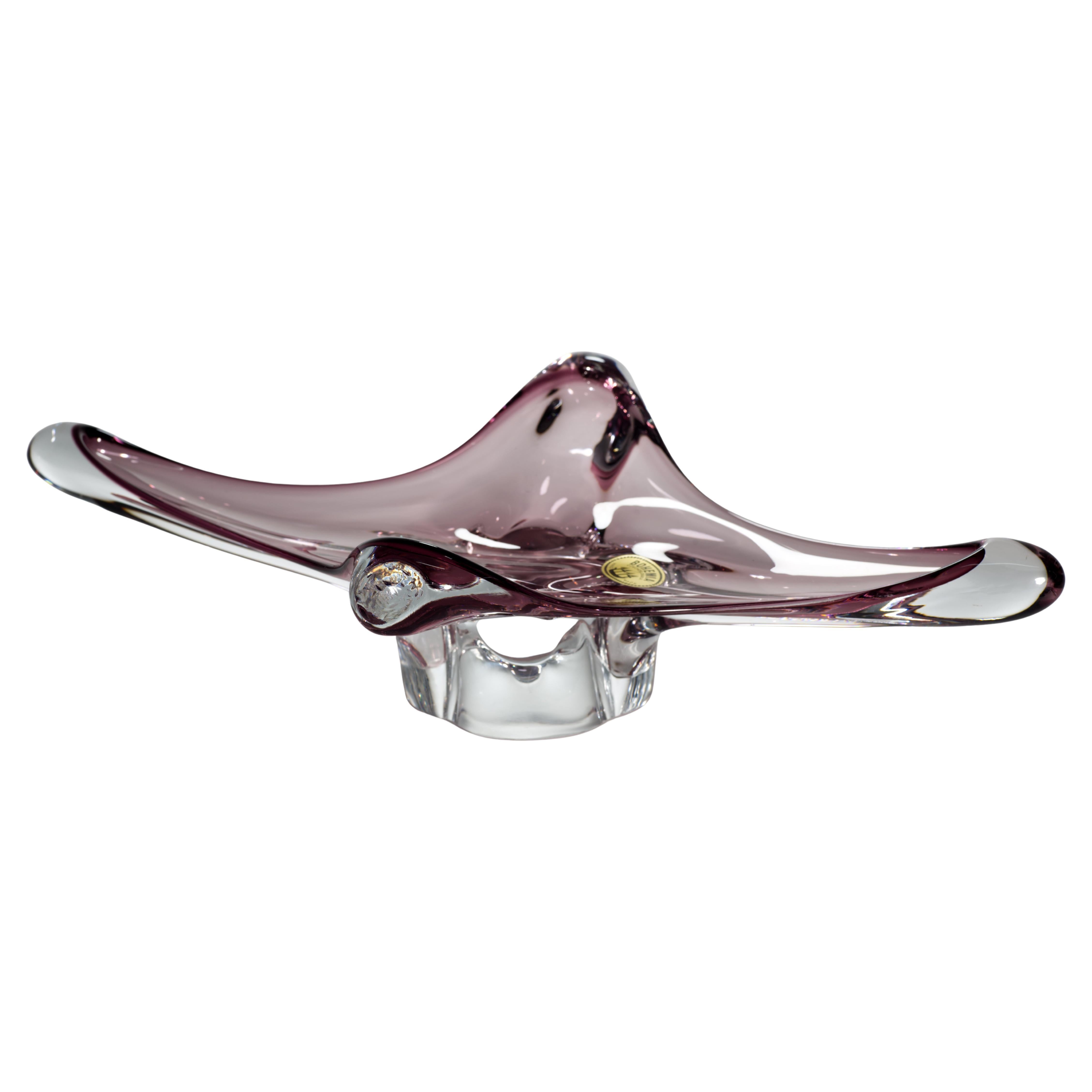 Josef Hospodka for Chribska Amethyst Sommerso Bowl, Czech Art Glass