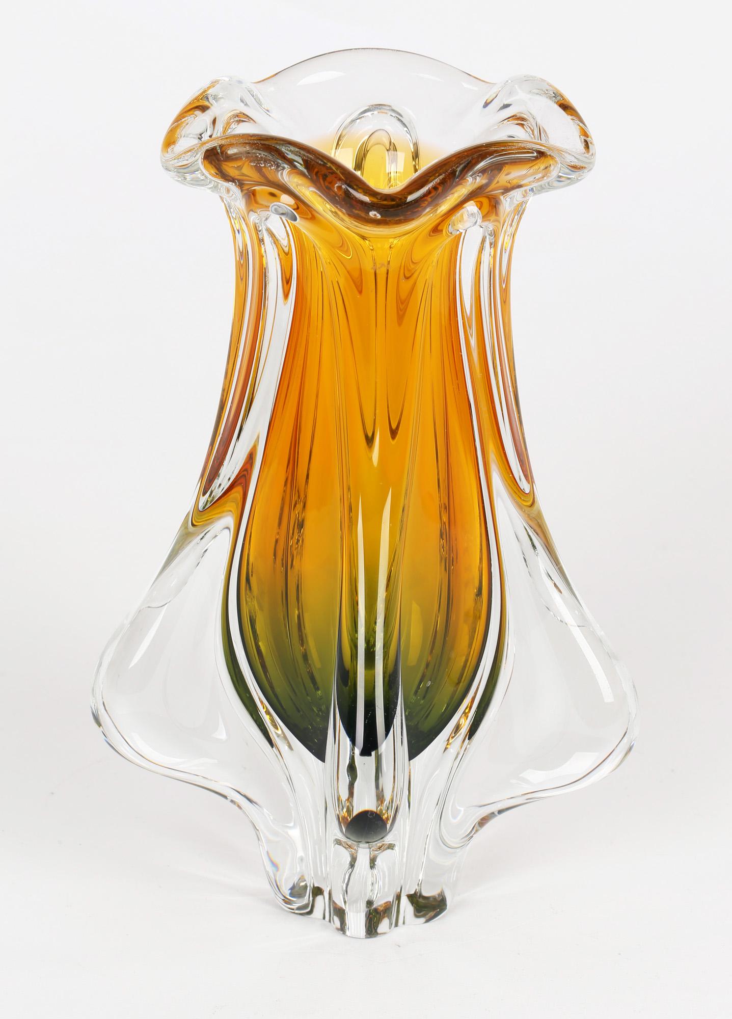 20th Century Josef Hospodka for Chribska Czech Art Glass Vase