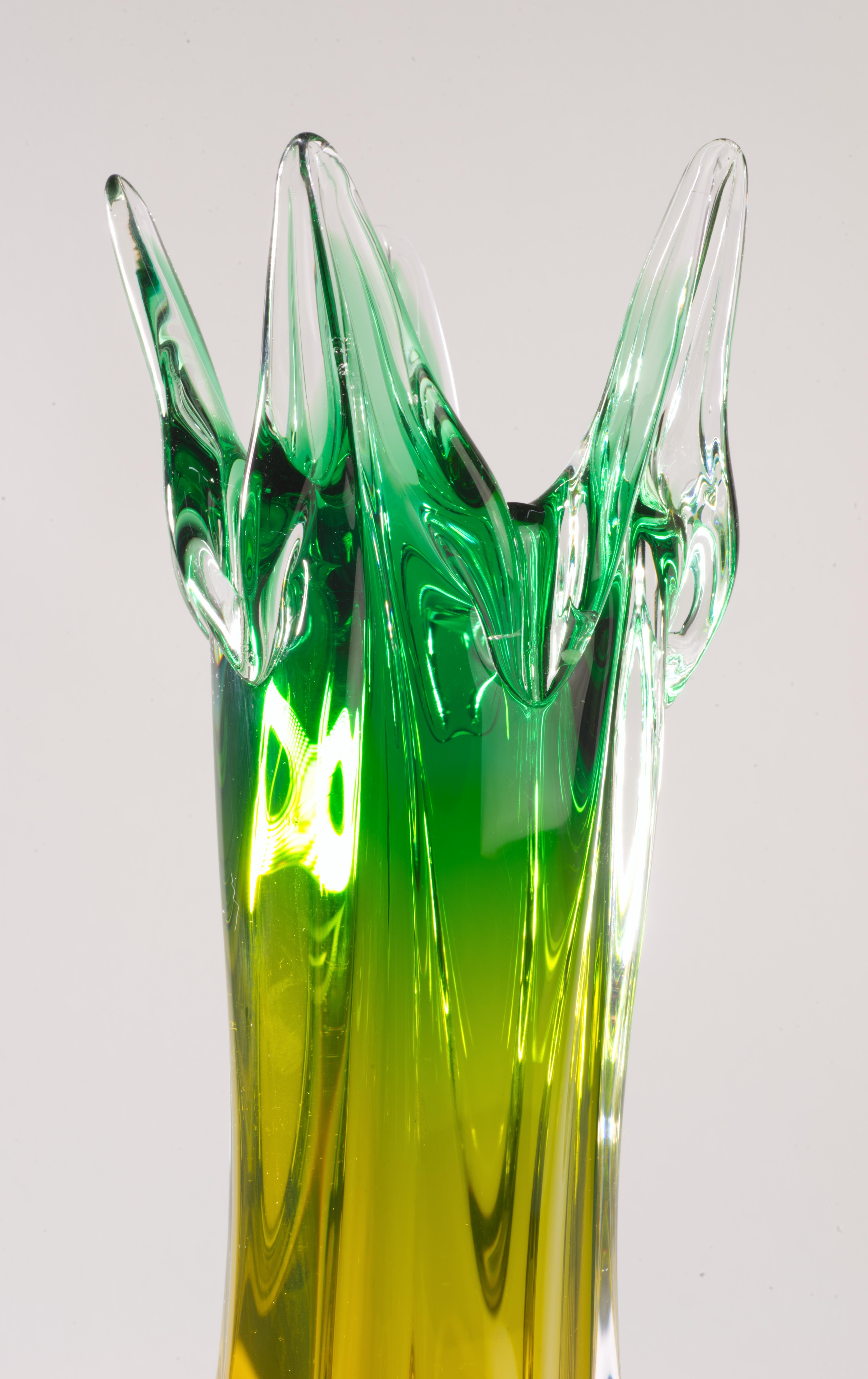 Josef Hospodka for Chribska Glasswork Sommerso Ombre Vase, Czech Art Glass In Good Condition In Clifton Springs, NY