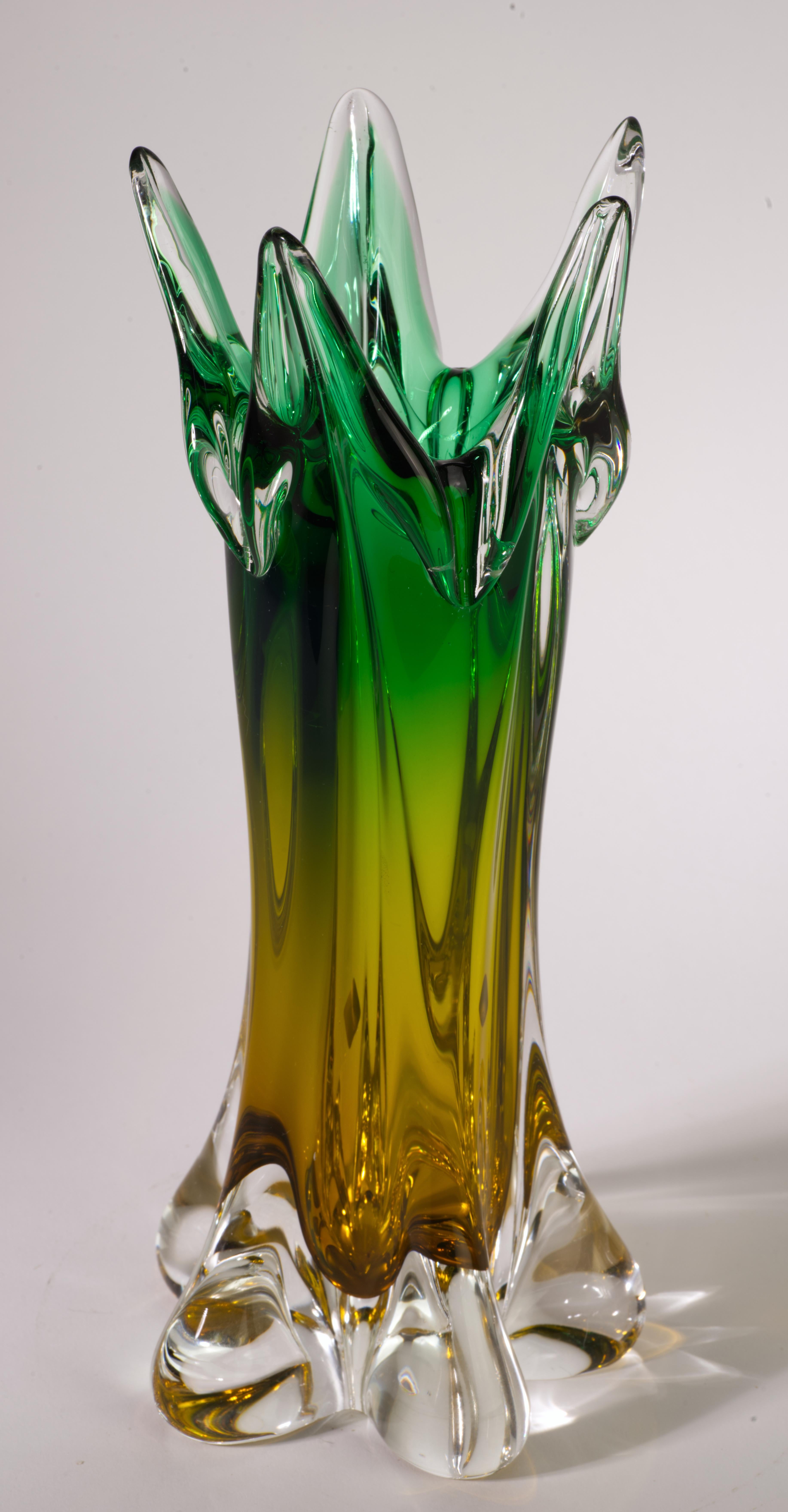 20th Century Josef Hospodka for Chribska Glasswork Sommerso Ombre Vase, Czech Art Glass
