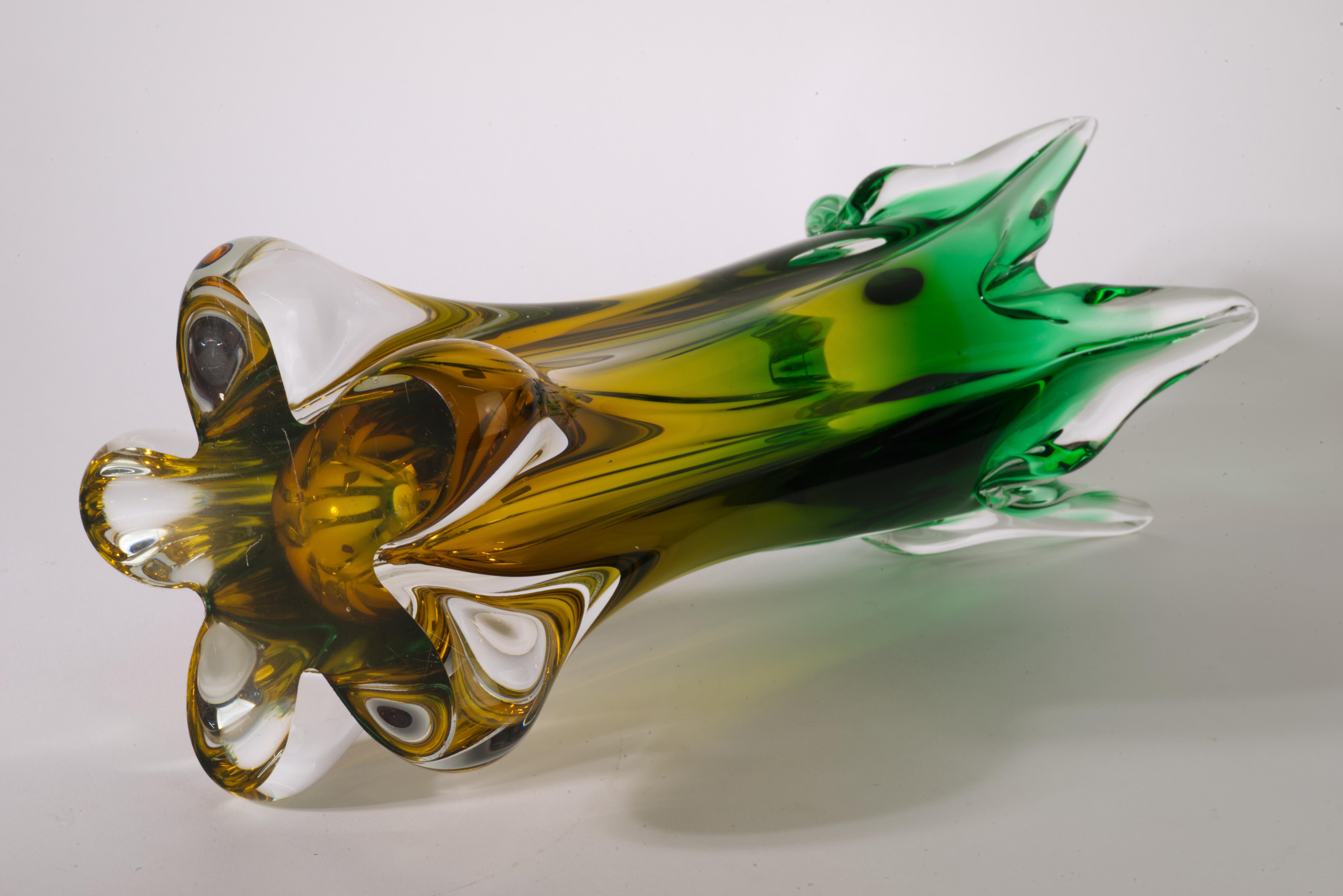 Josef Hospodka for Chribska Glasswork Sommerso Ombre Vase, Czech Art Glass 1