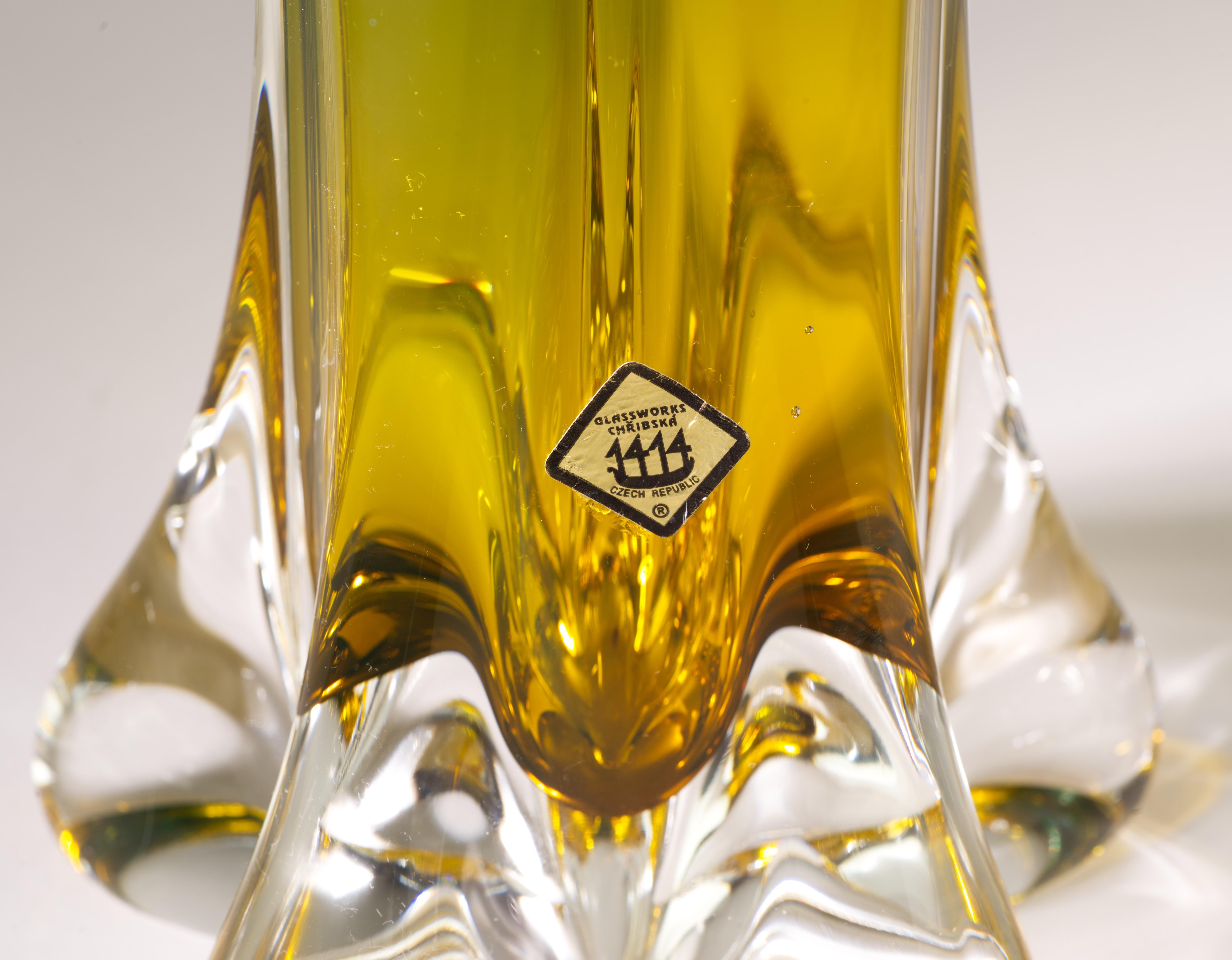 Josef Hospodka for Chribska Glasswork Sommerso Ombre Vase, Czech Art Glass 3