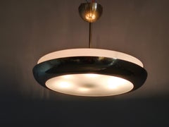Josef Hurka Art Deco UFO Chandelier, Czechoslovakia 1930s