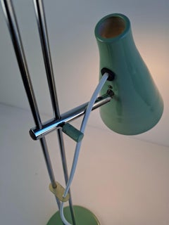 Josef Hůrka for Lidokov Midcentury Modern Table Lamp in Green Metal and Chrome