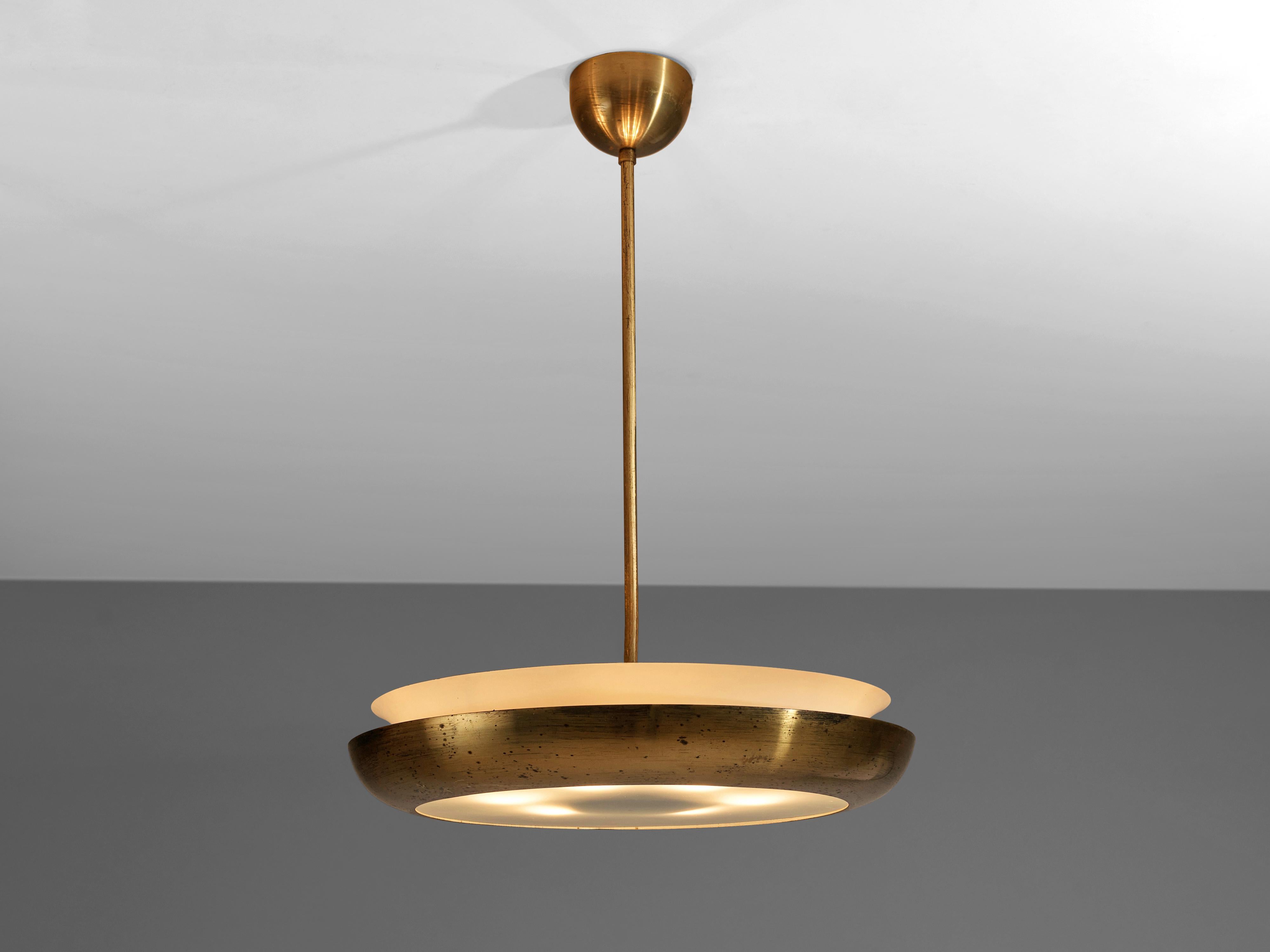 Mid-Century Modern Josef Hurka for Napako Patinated Brass Pendant