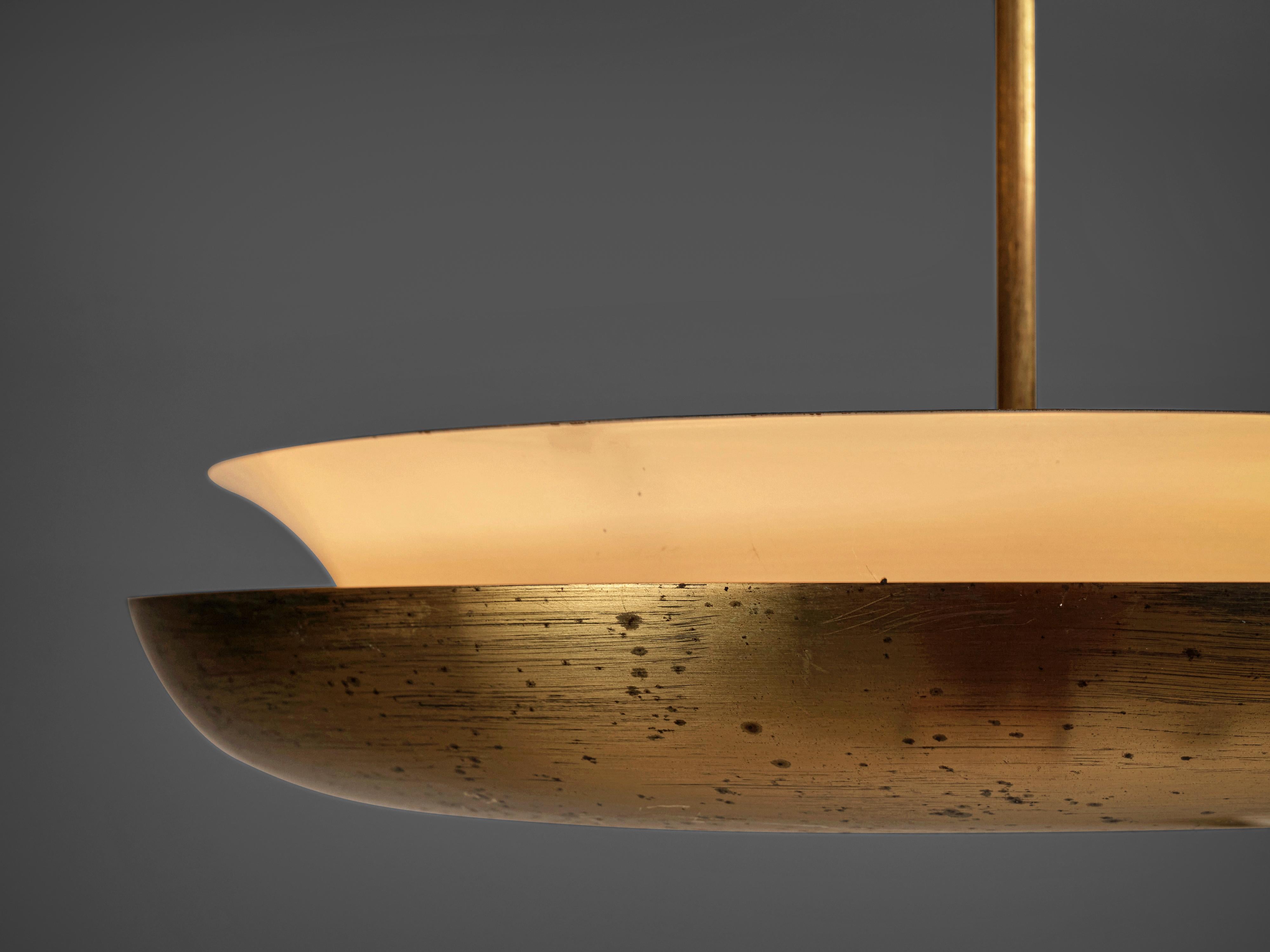 European Josef Hurka for Napako Patinated Brass Pendant