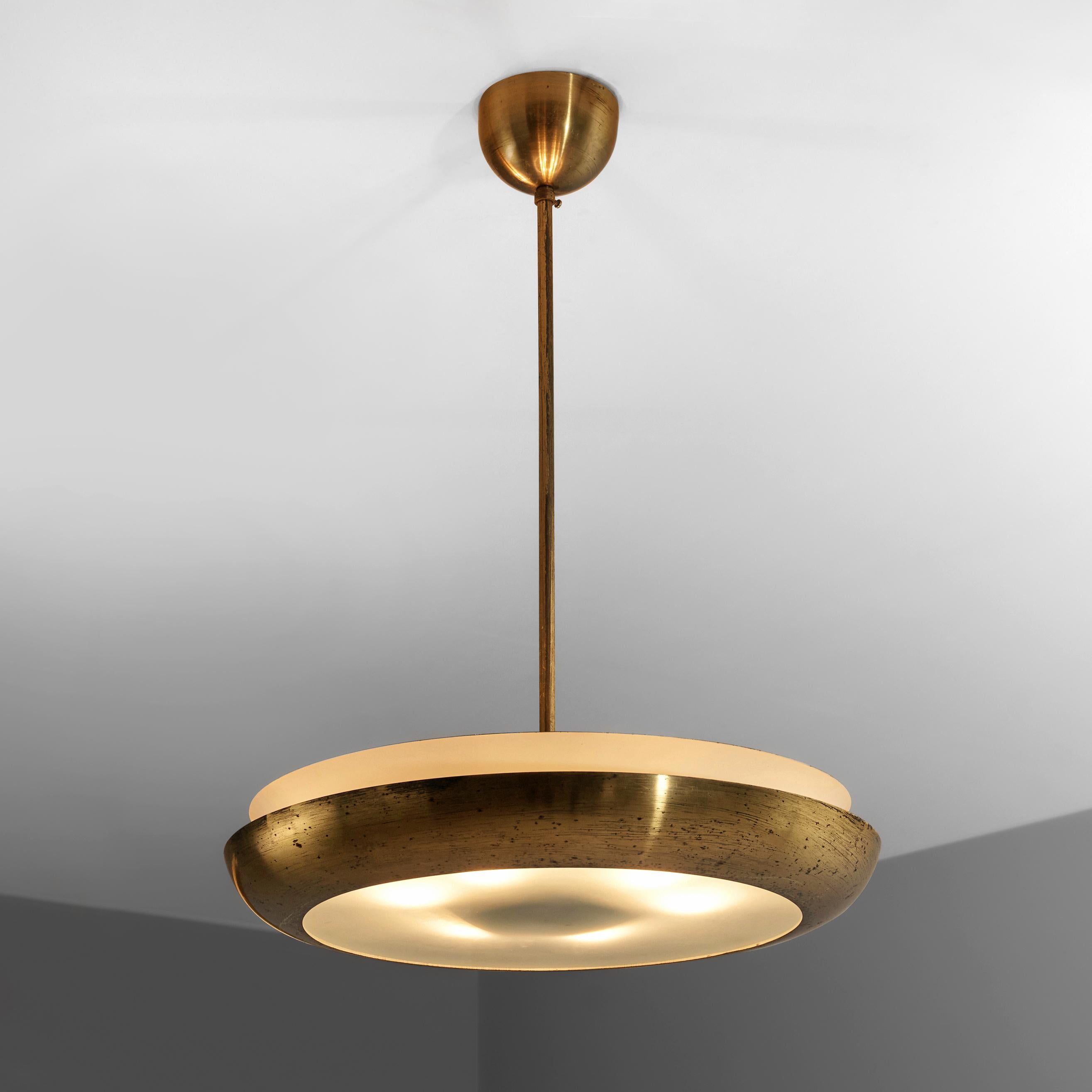 Josef Hurka for Napako Patinated Brass Pendant In Good Condition In Waalwijk, NL