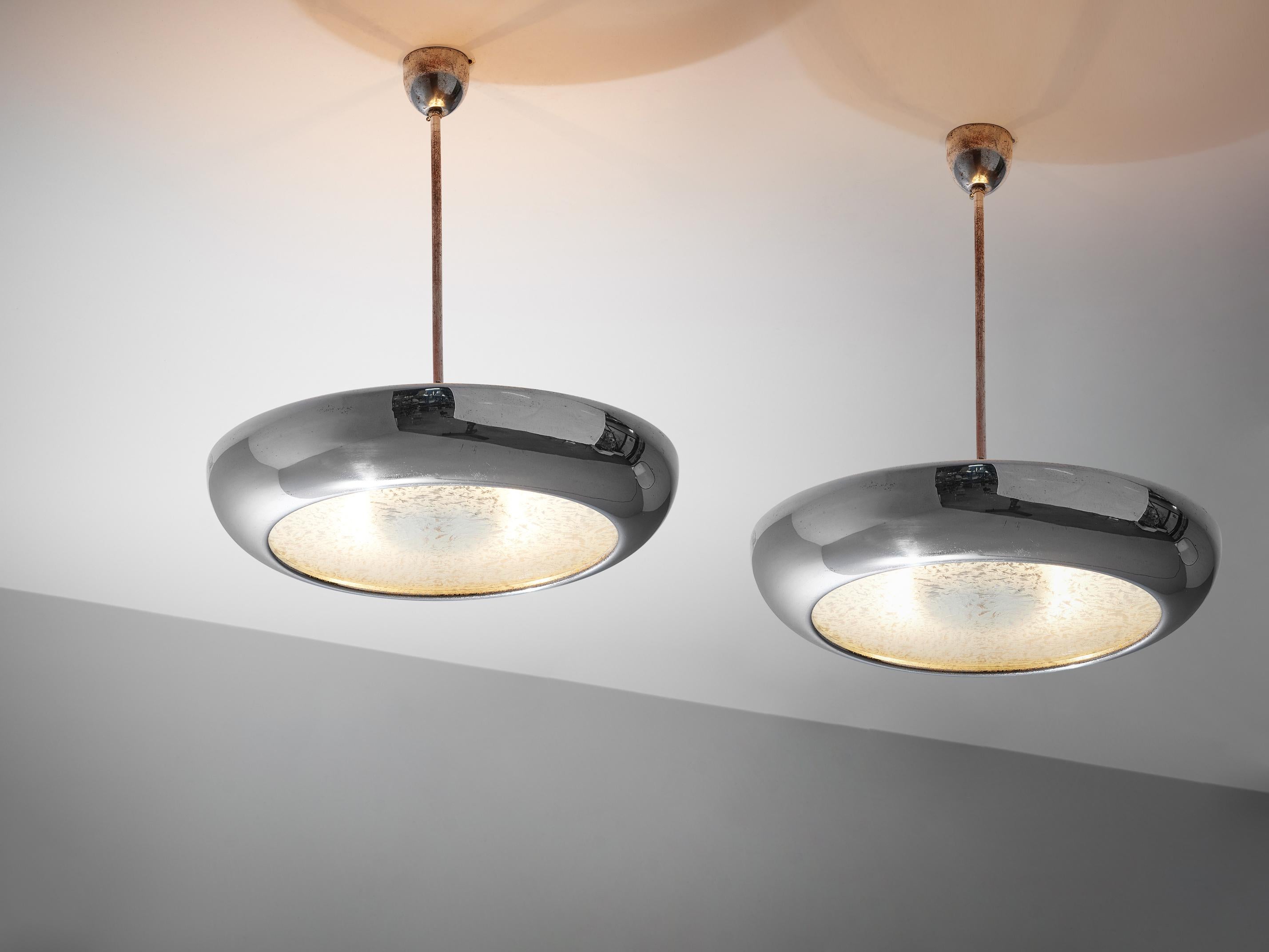 Mid-Century Modern Josef Hurka for Napako Pendant Ceiling Lamps in Chrome