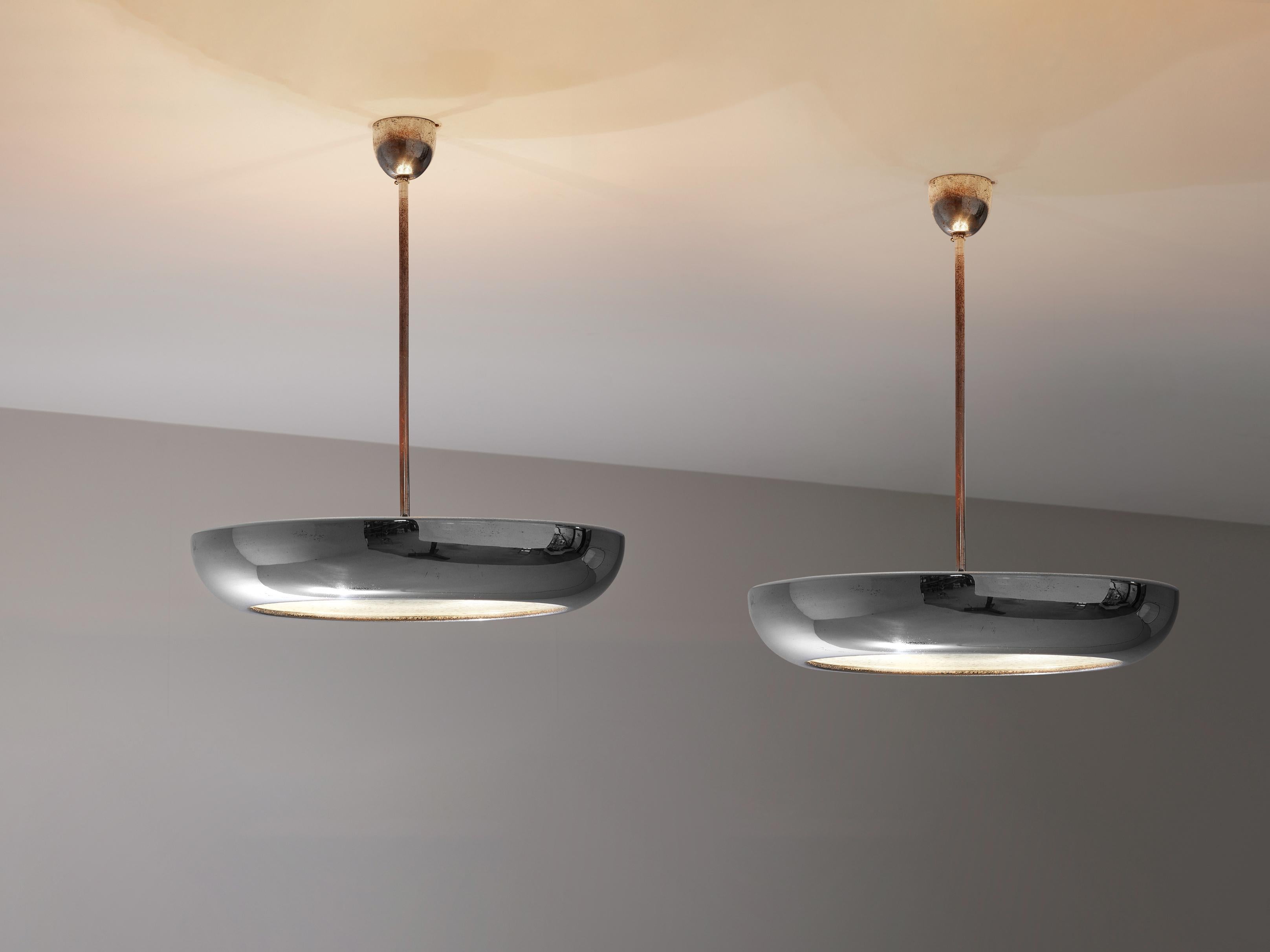 Josef Hurka for Napako Pendant Ceiling Lamps in Chrome In Good Condition In Waalwijk, NL