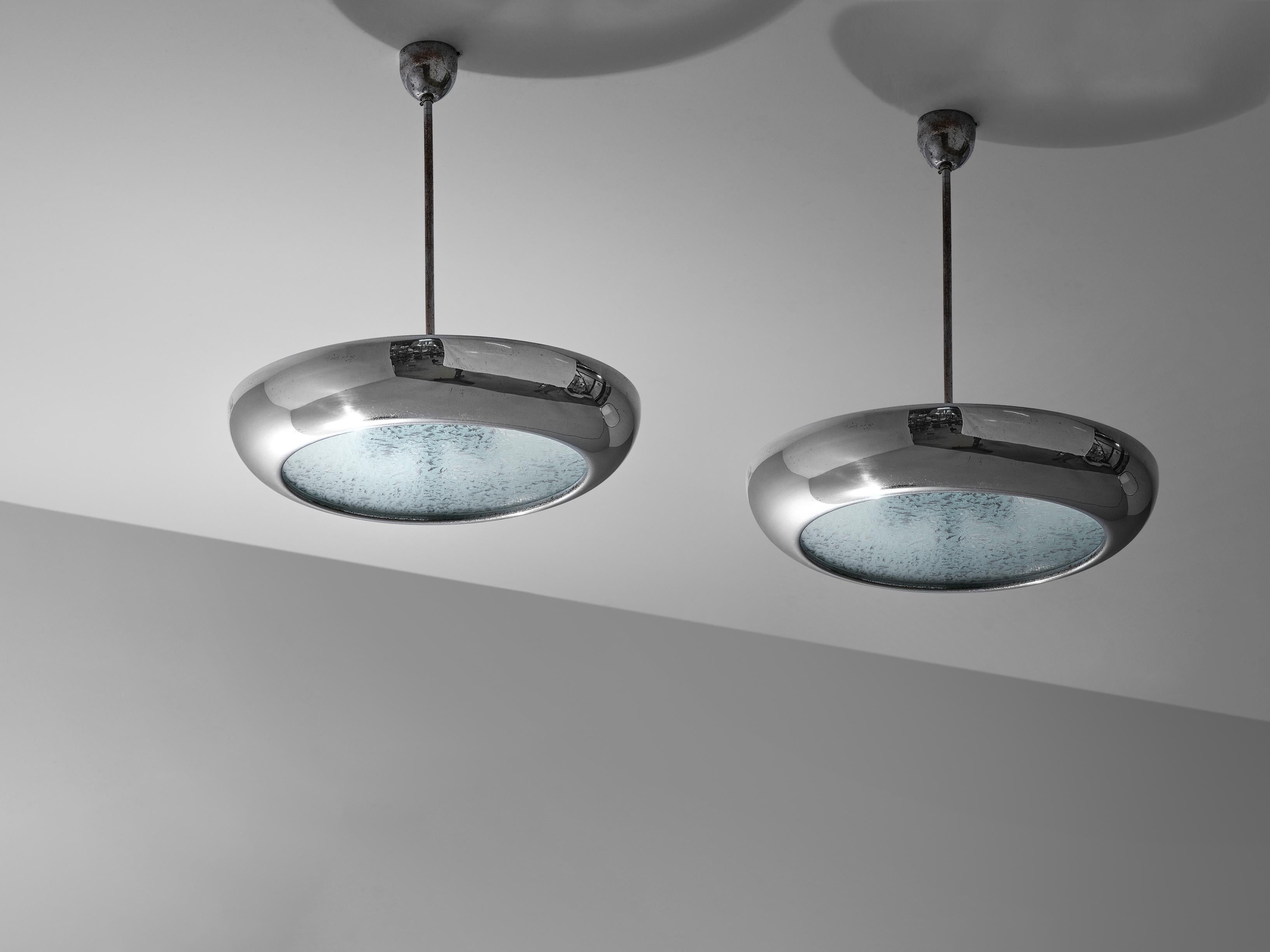 Glass Josef Hurka for Napako Pendant Ceiling Lamps in Chrome